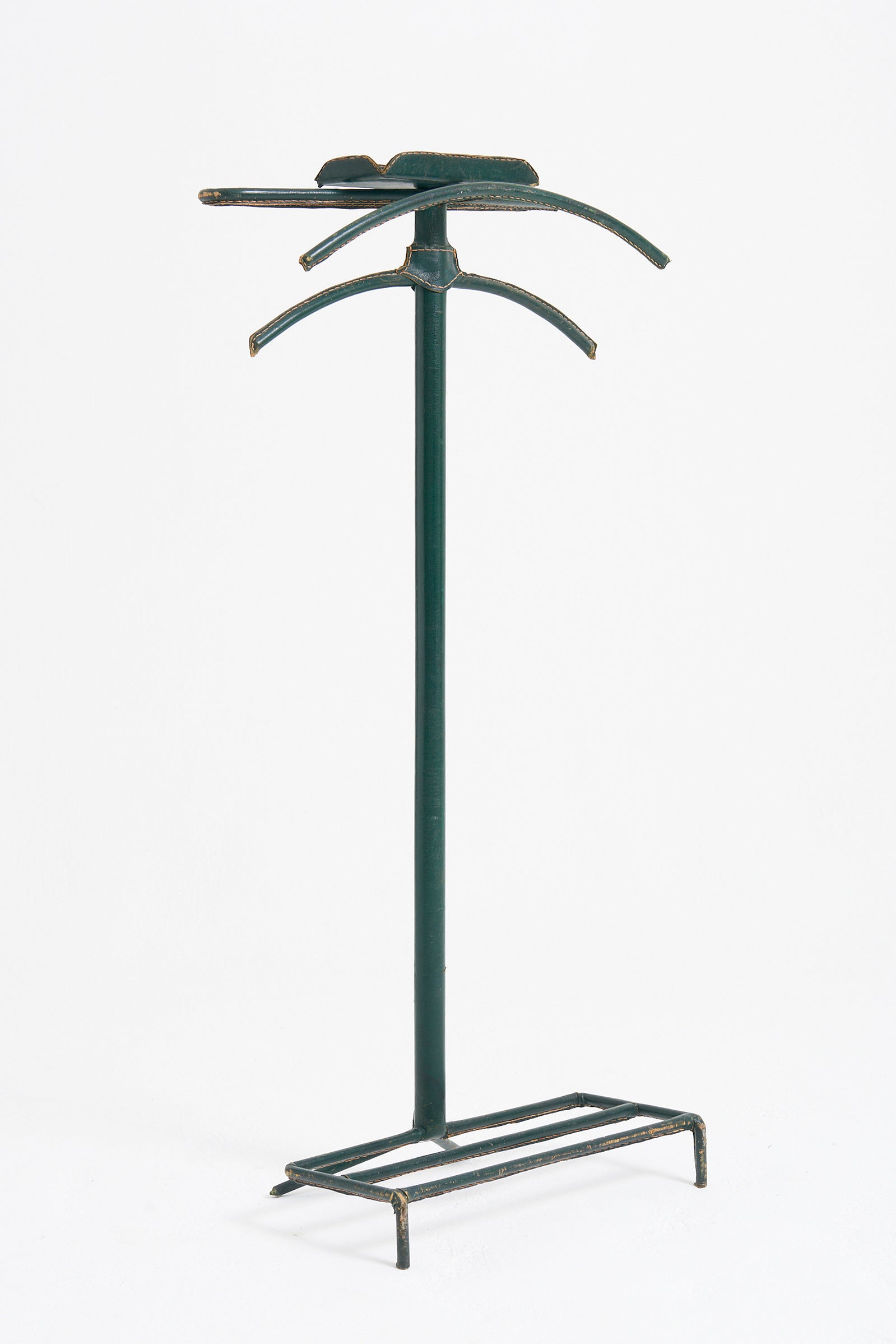 Saddle-Stitched Green Leather Valet