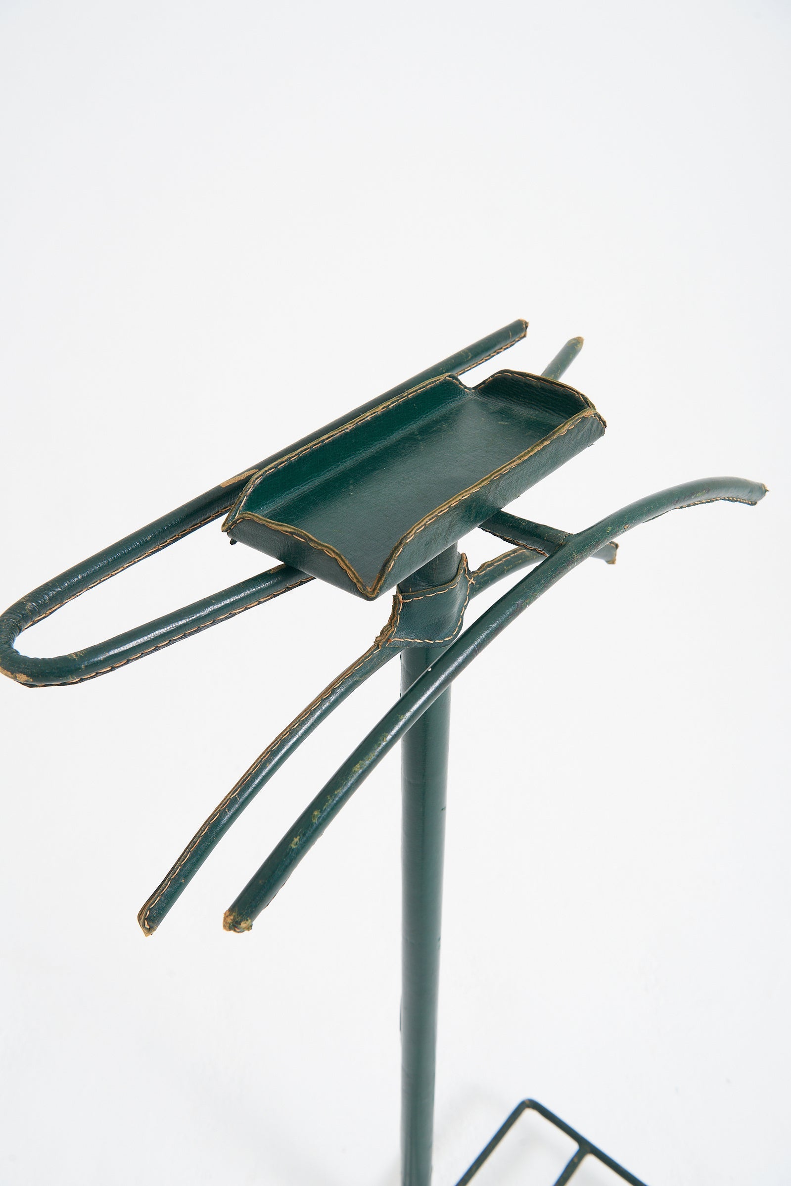 Saddle-Stitched Green Leather Valet