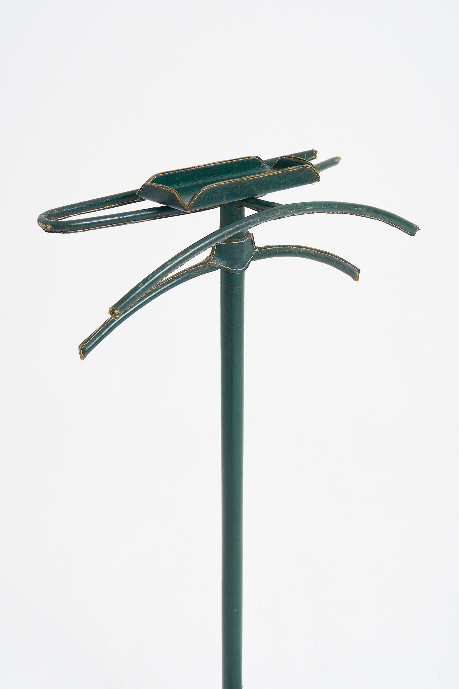 Saddle-Stitched Green Leather Valet