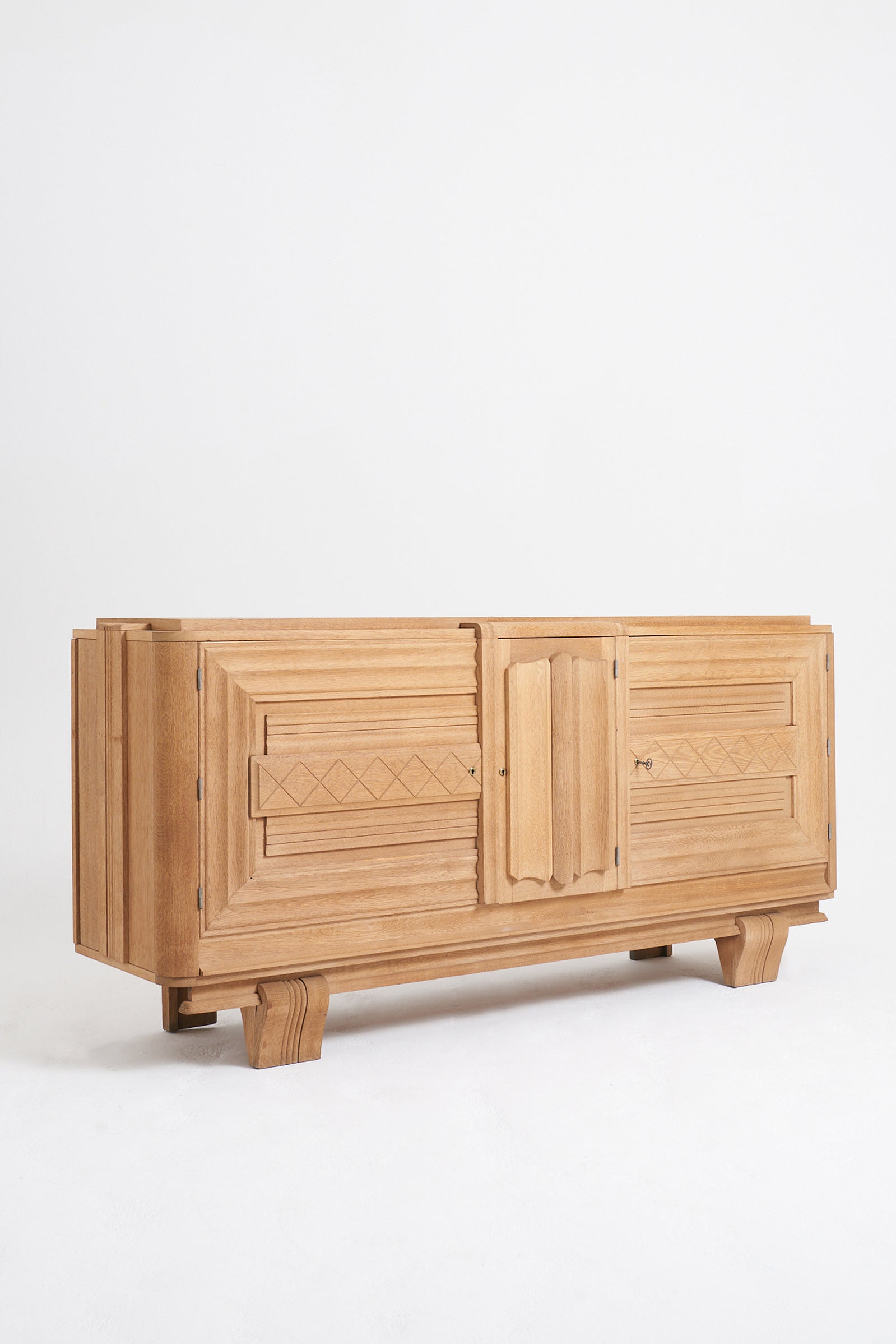 Sanded Oak 1940s Sideboard