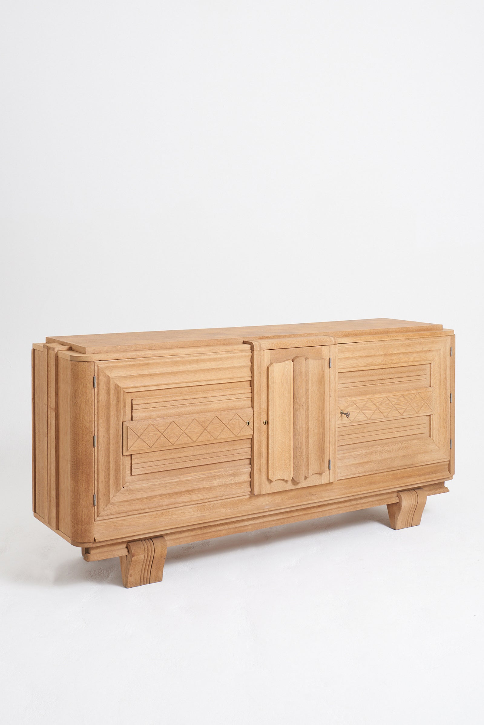 Sanded Oak 1940s Sideboard