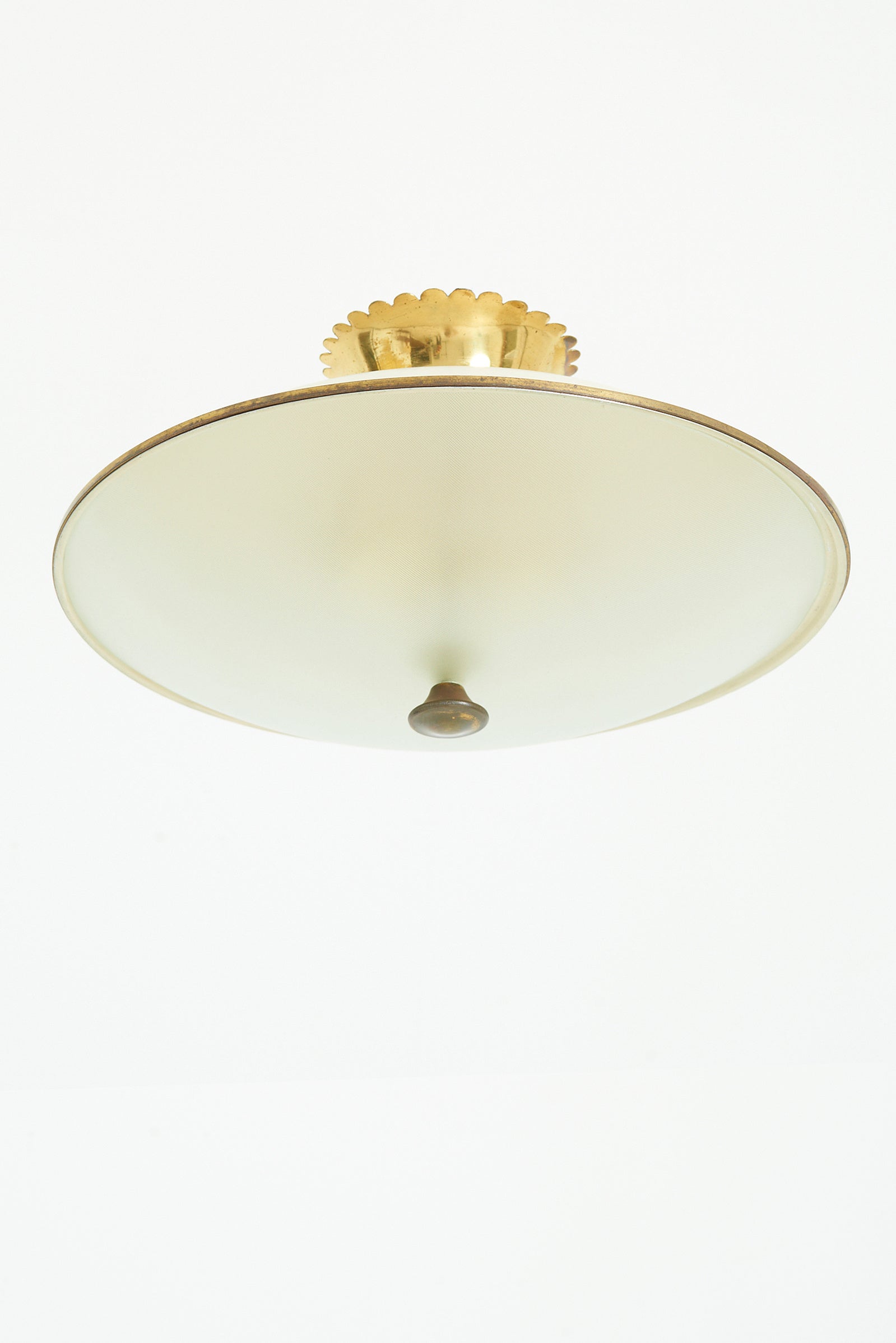 Brass and Glass Flush Ceiling Light by Stilnovo