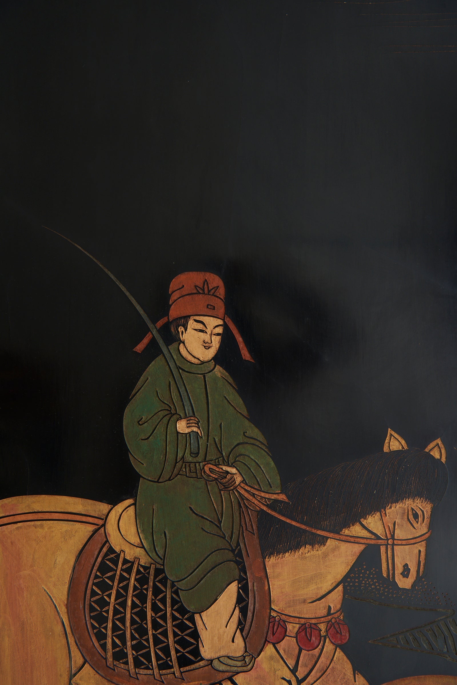 Chinese Black Lacquer Screen