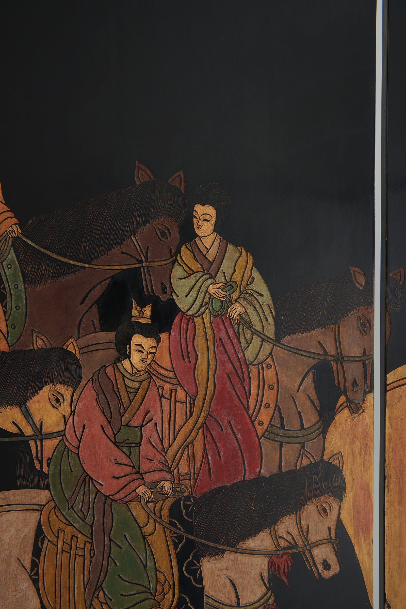 Chinese Black Lacquer Screen