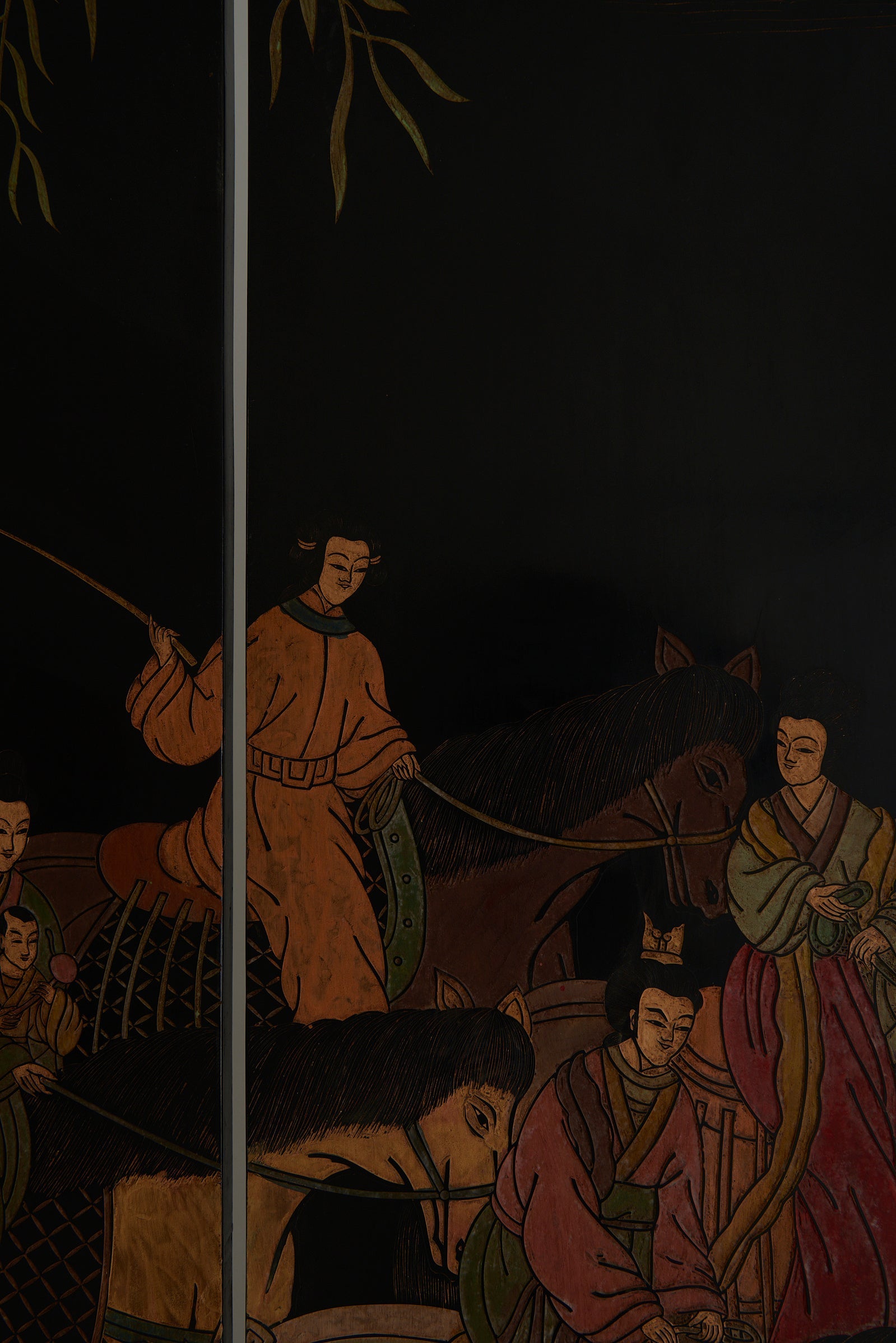 Chinese Black Lacquer Screen