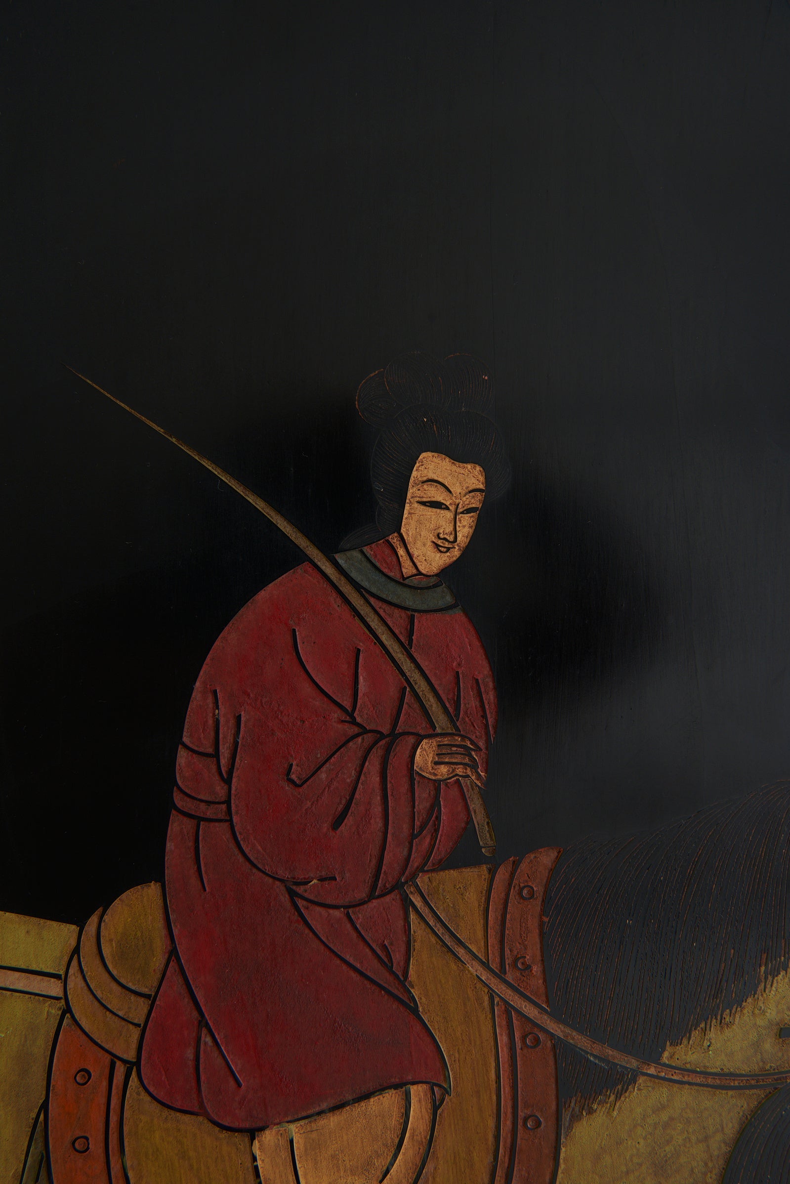 Chinese Black Lacquer Screen