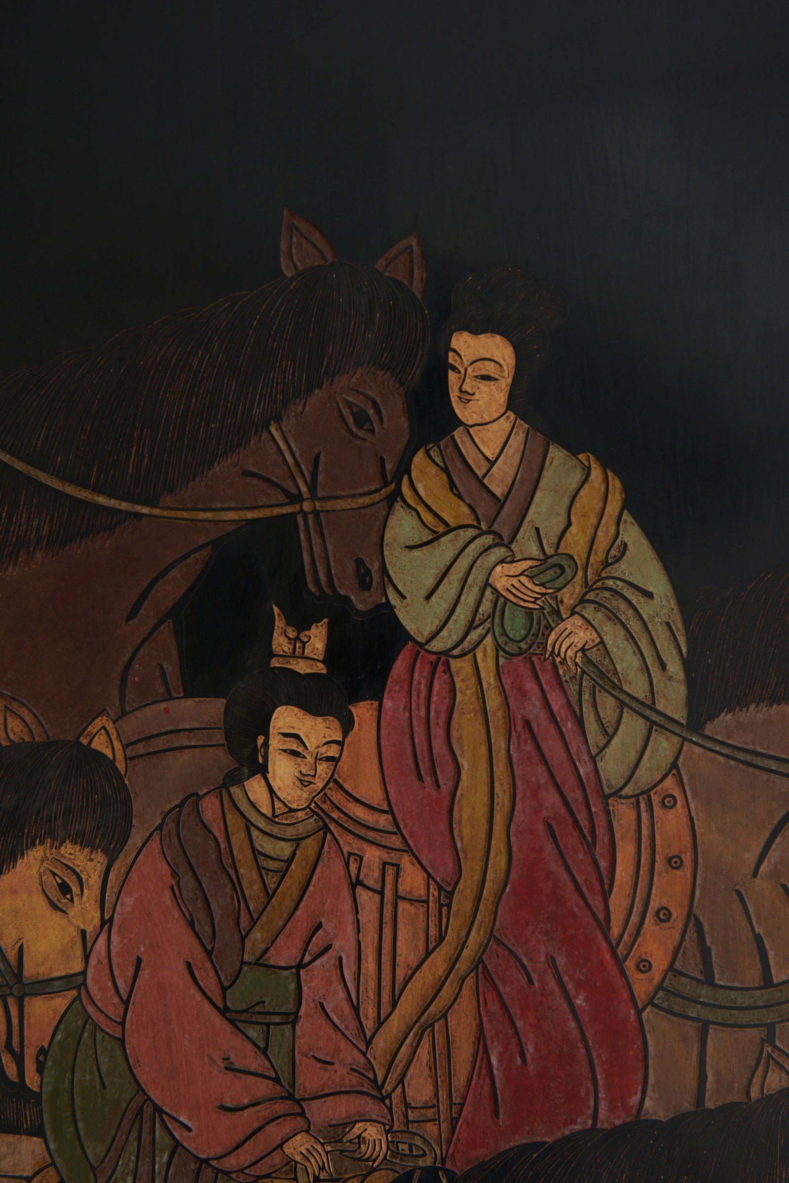 Chinese Black Lacquer Screen