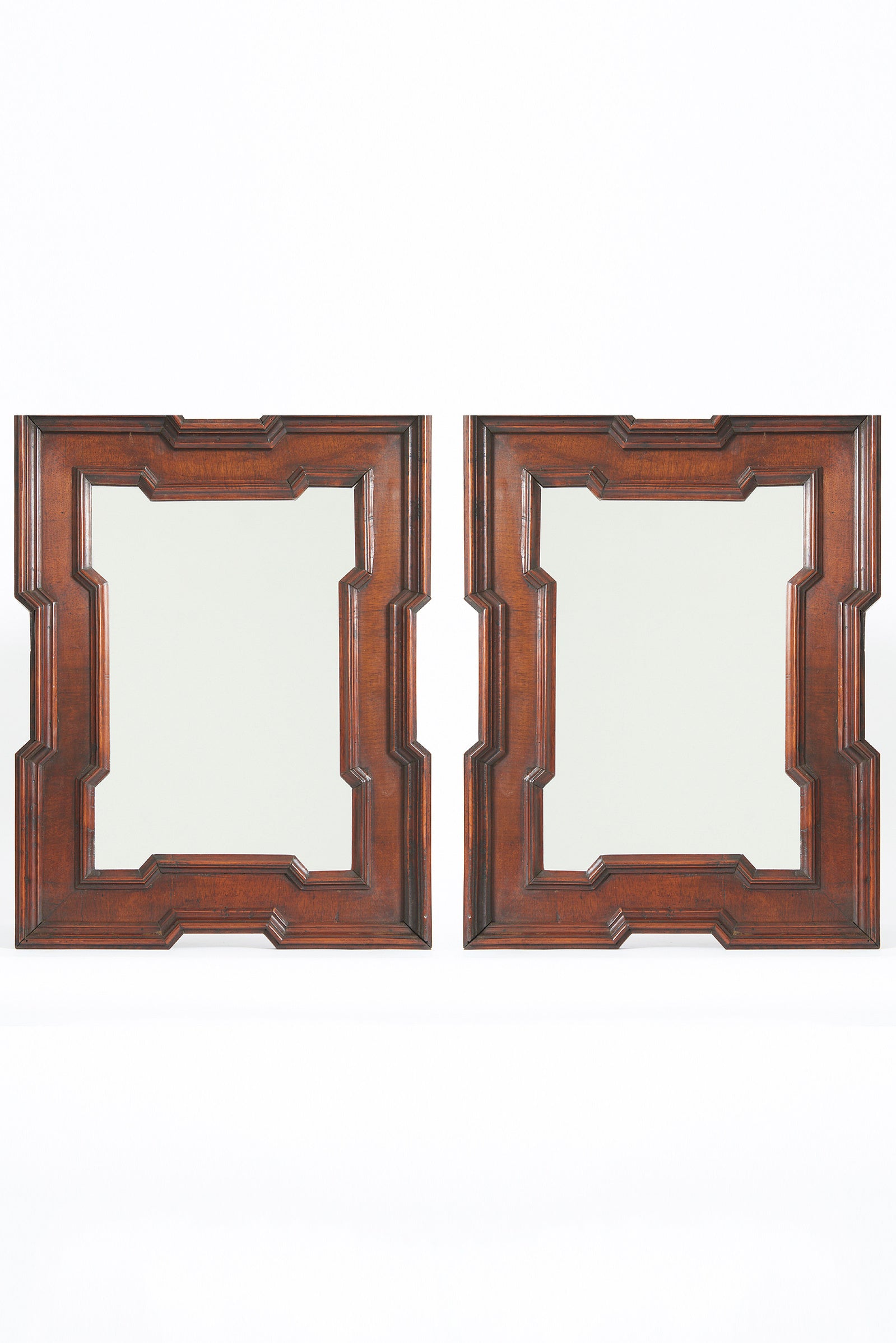 9456- Pair of Walnut Geometric Mirrors