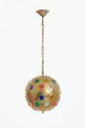 9465- Brass and Coloured Glass Ceiling Light