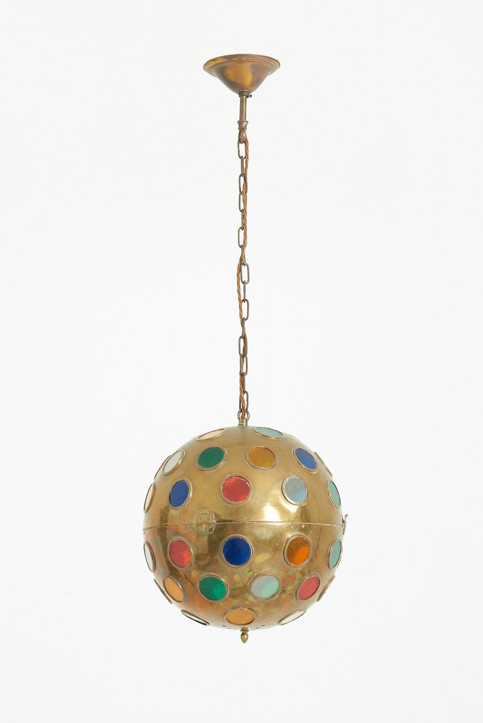 9465- Brass and Coloured Glass Ceiling Light