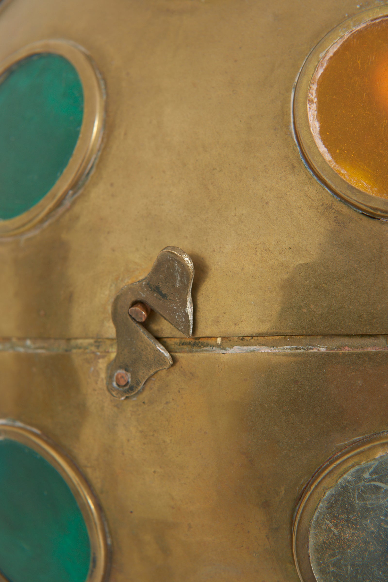 Brass and Coloured Glass Ceiling Light