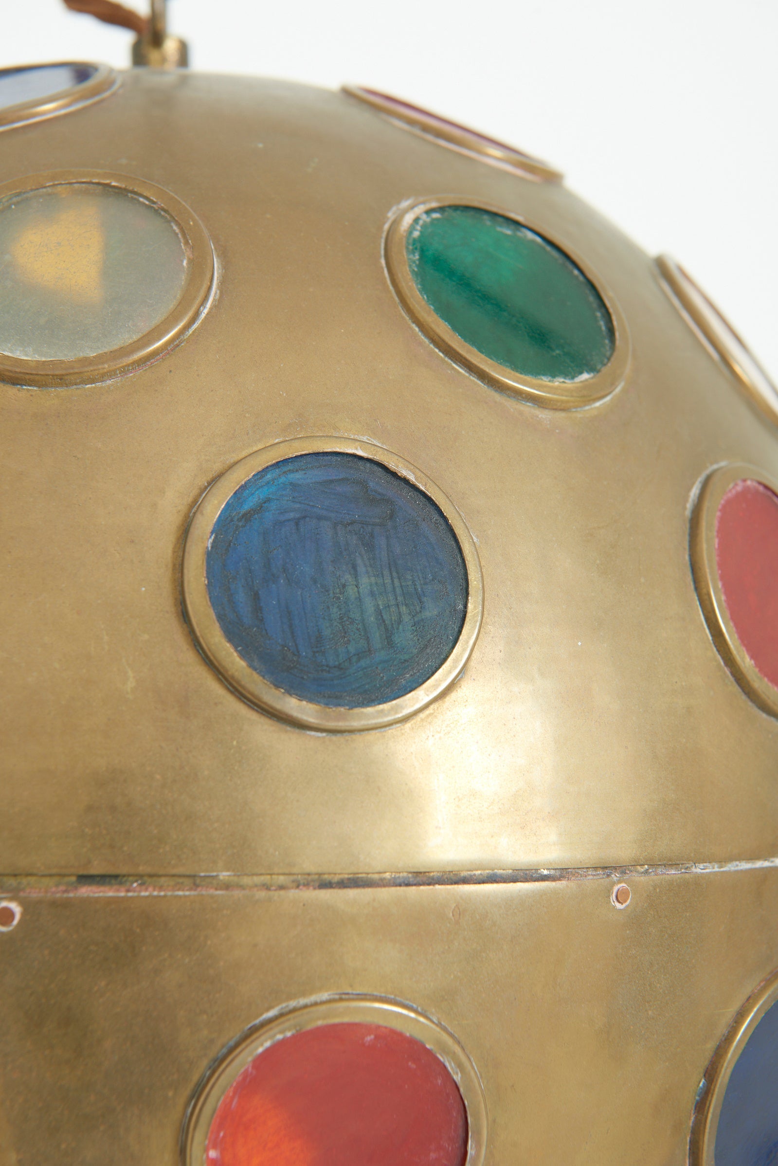 Brass and Coloured Glass Ceiling Light