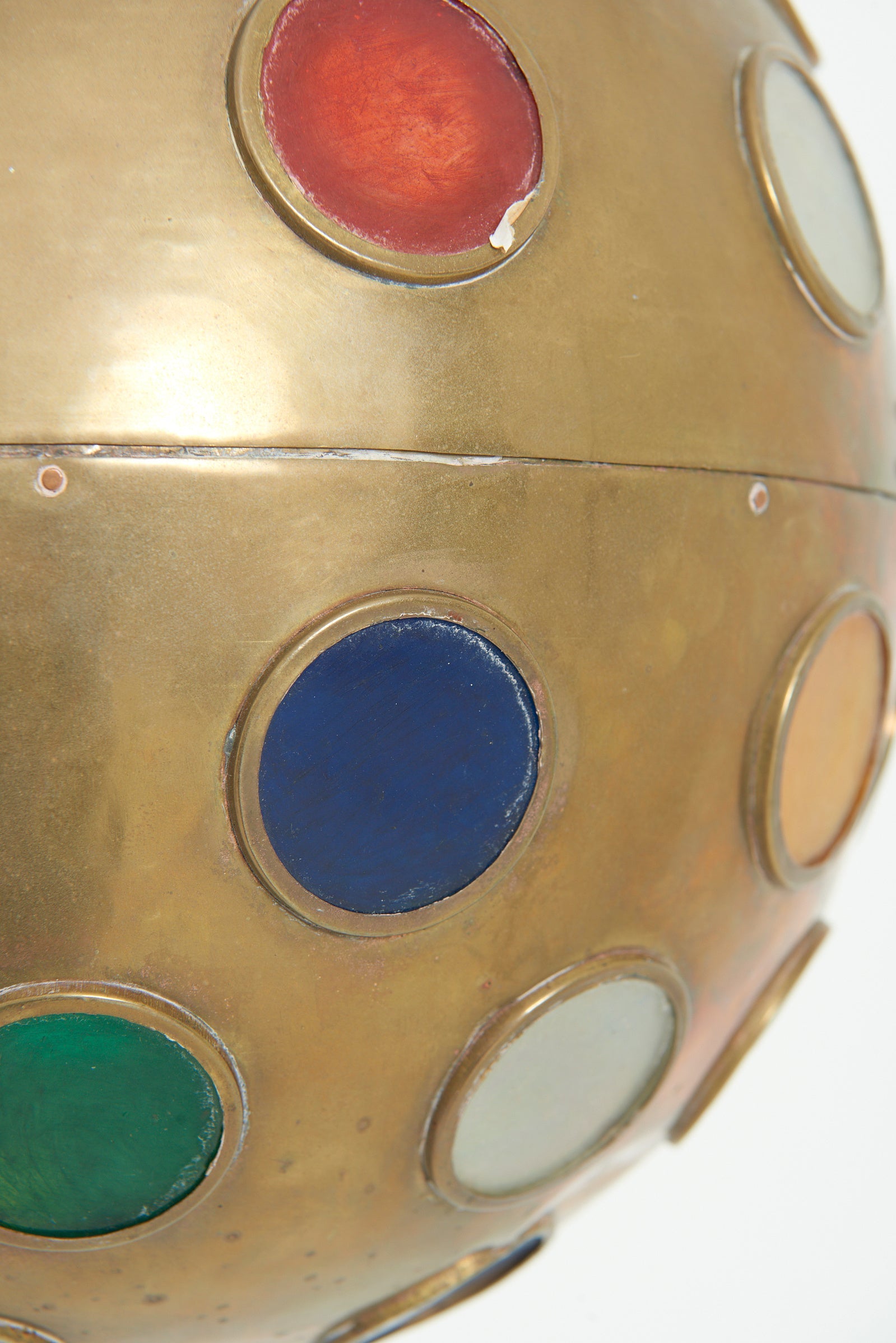 Brass and Coloured Glass Ceiling Light