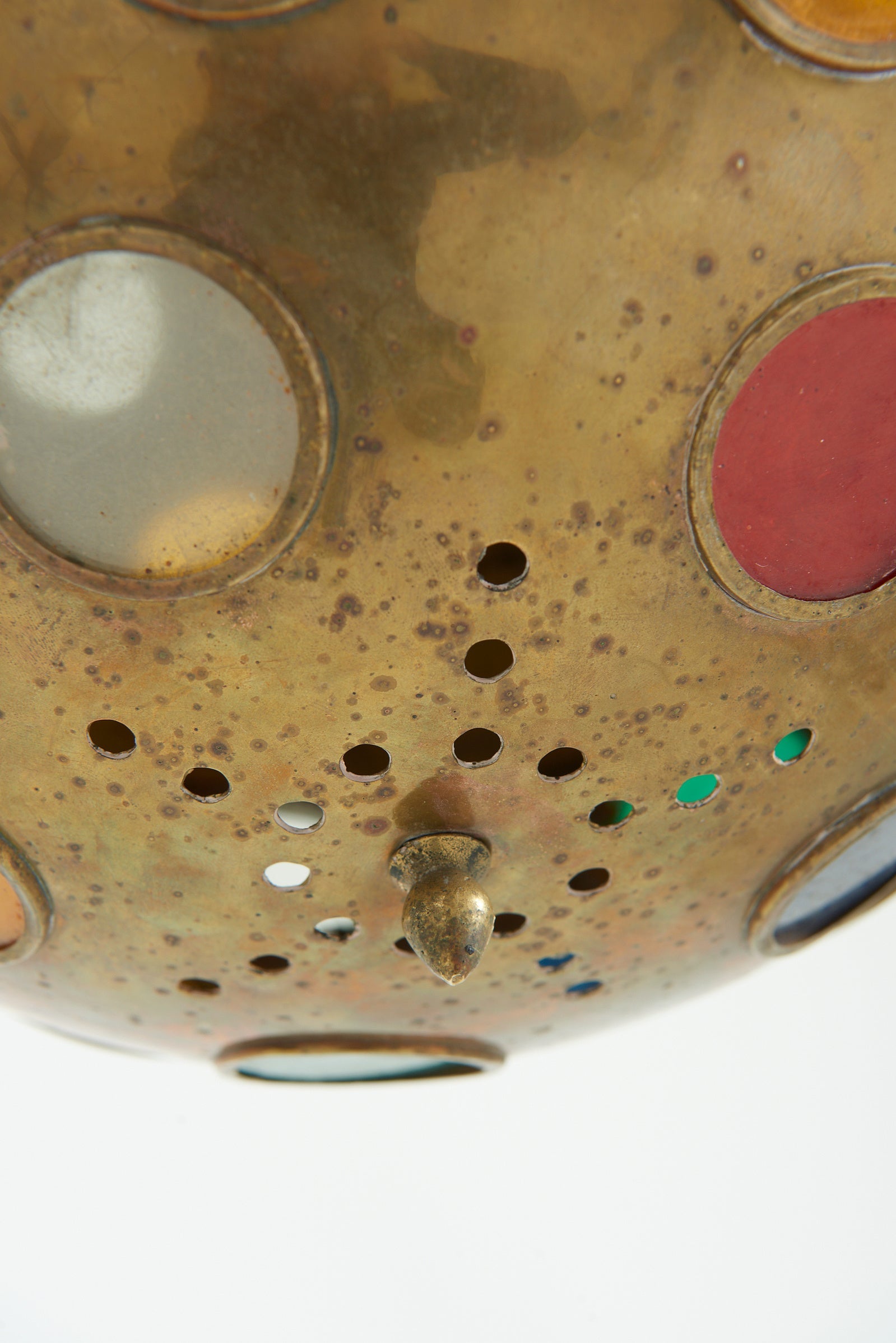 Brass and Coloured Glass Ceiling Light