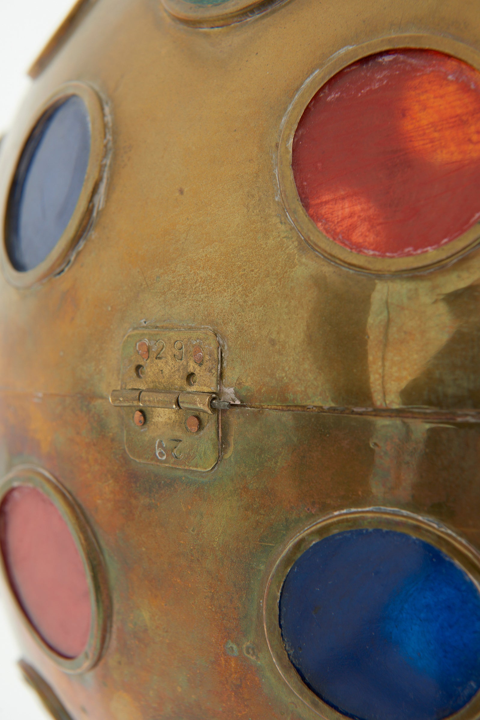 Brass and Coloured Glass Ceiling Light