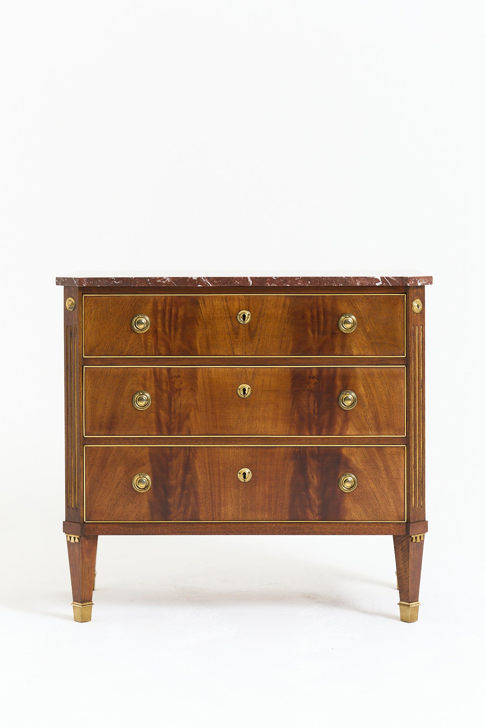 Near Pair of Marble Top Chests of Drawers