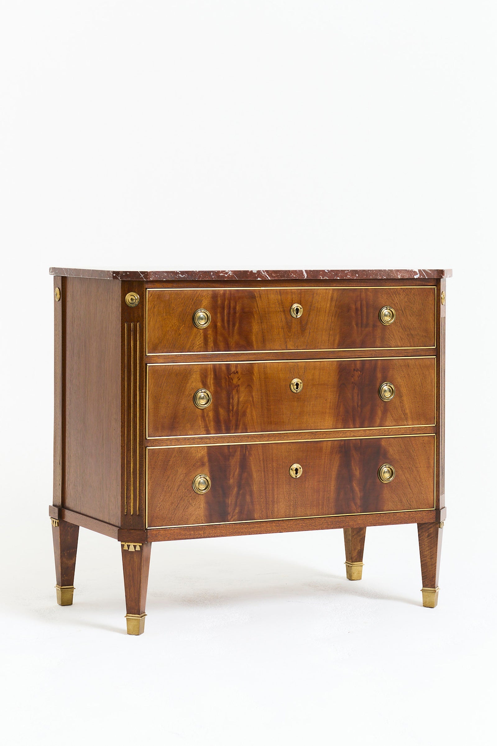 Near Pair of Marble Top Chests of Drawers