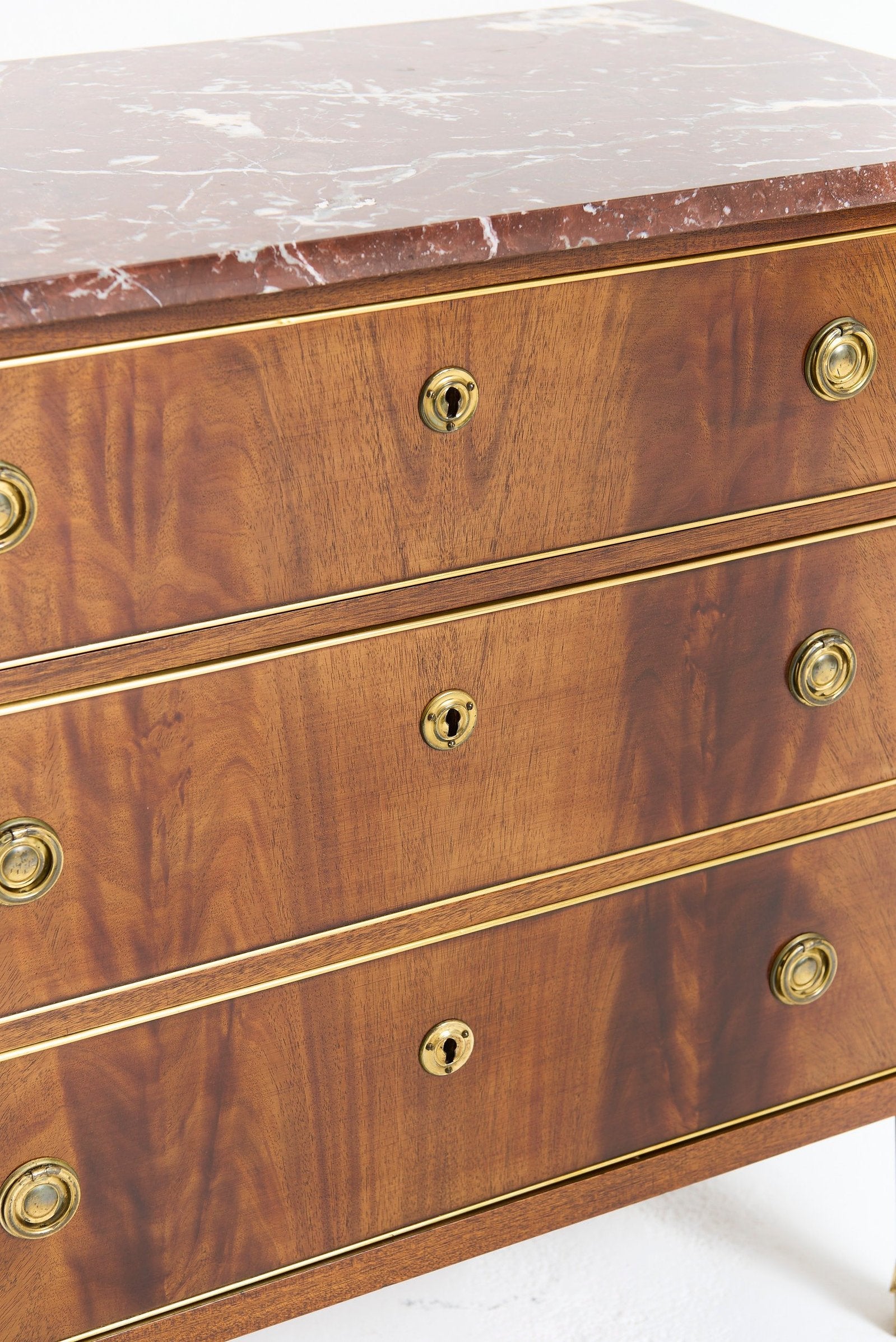 Near Pair of Marble Top Chests of Drawers