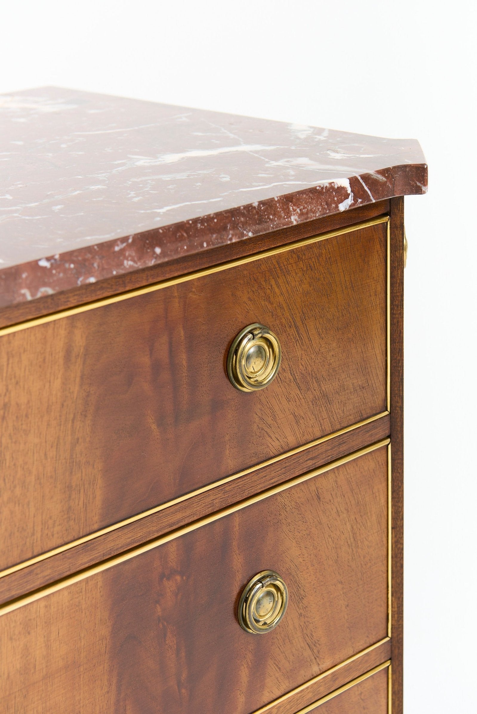 Near Pair of Marble Top Chests of Drawers