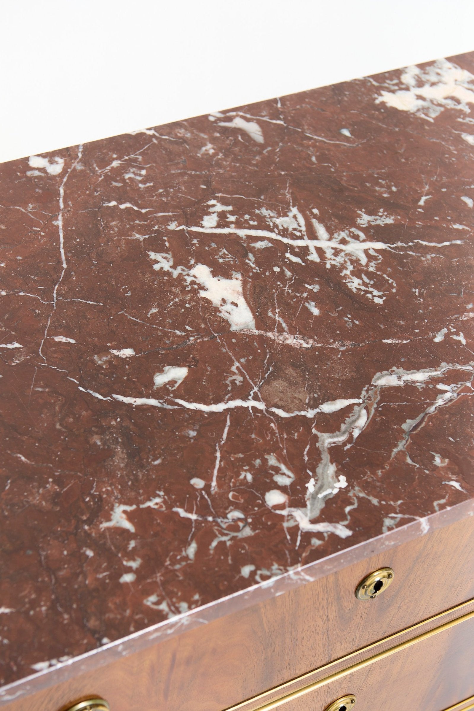 Near Pair of Marble Top Chests of Drawers