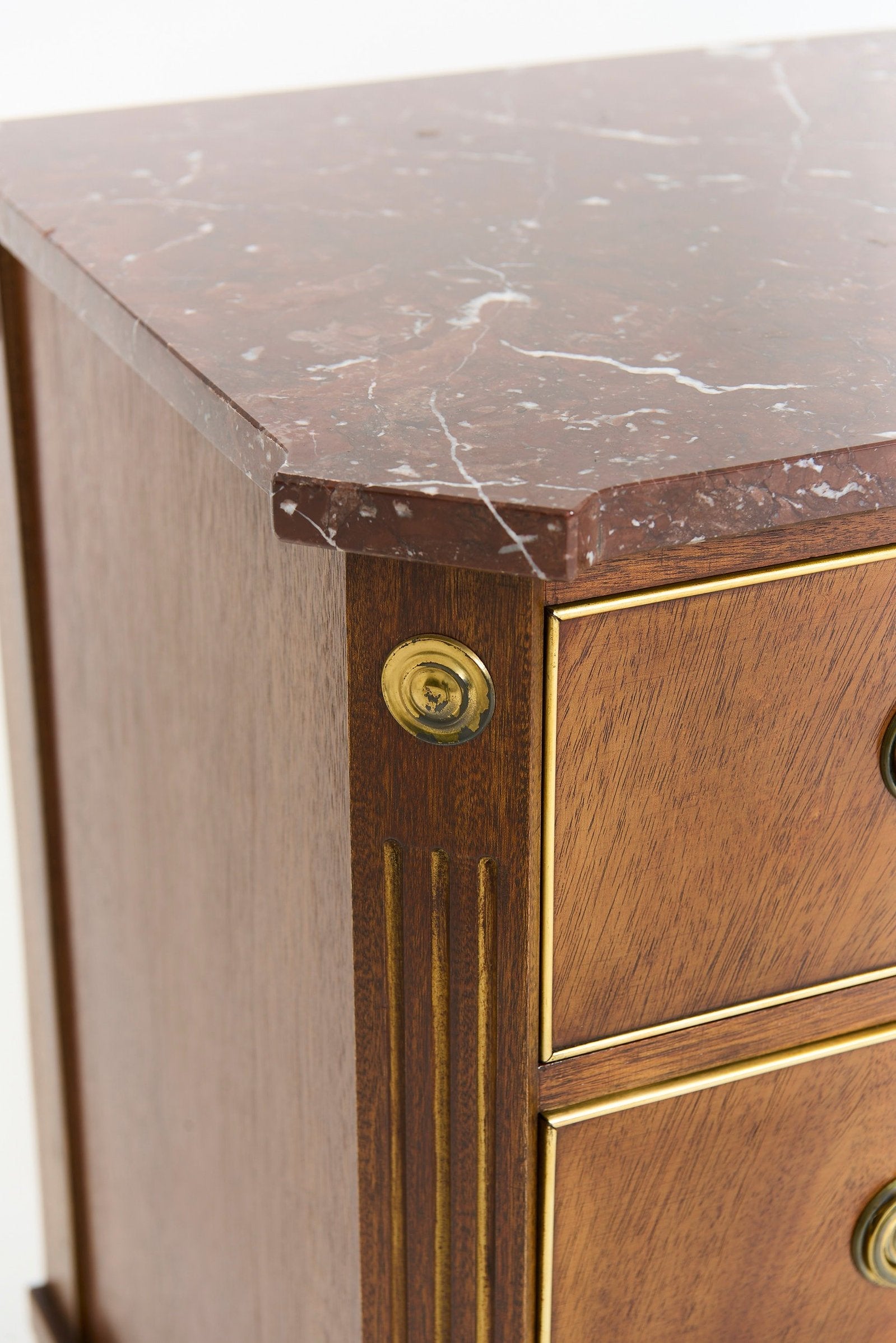 Near Pair of Marble Top Chests of Drawers