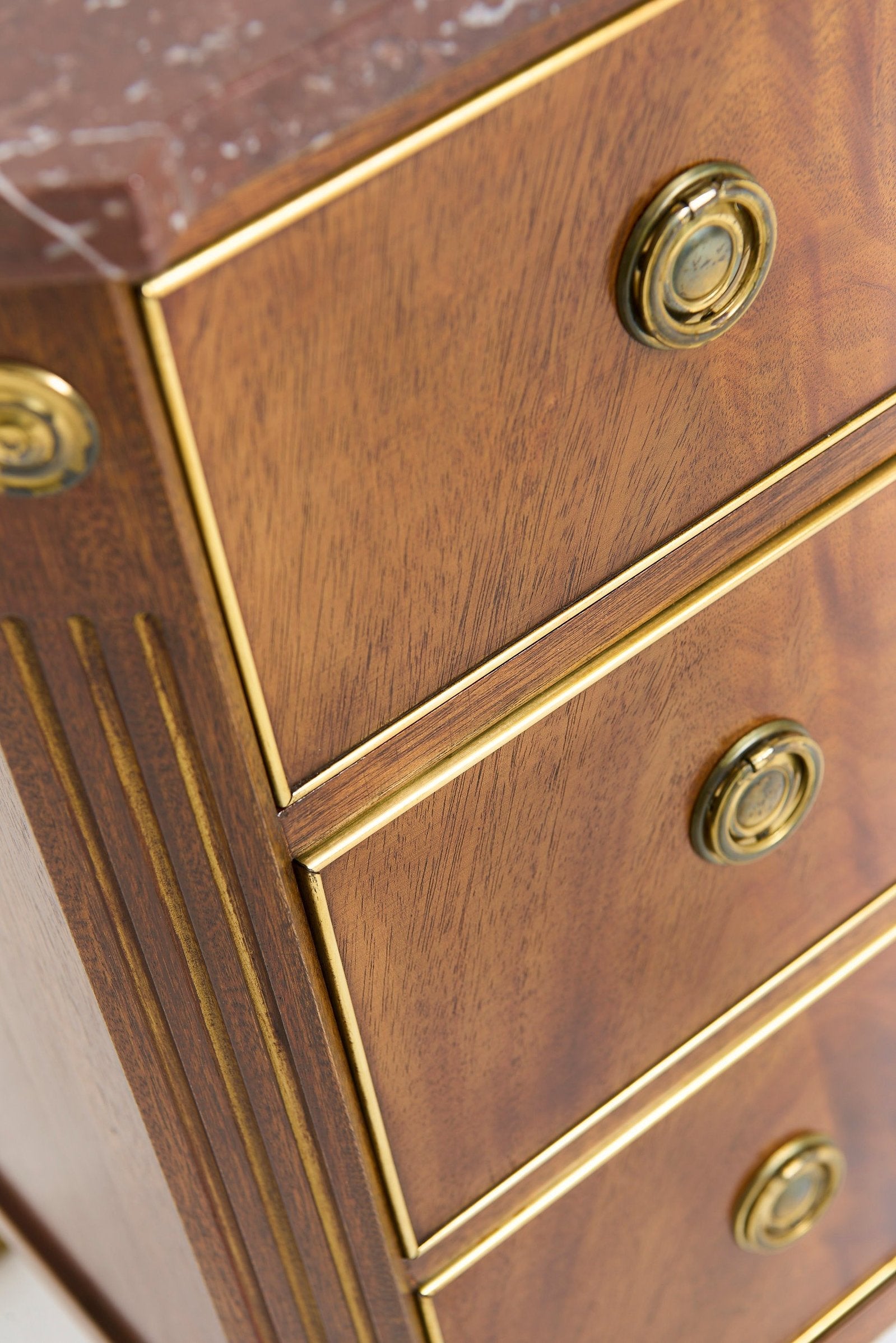 Near Pair of Marble Top Chests of Drawers