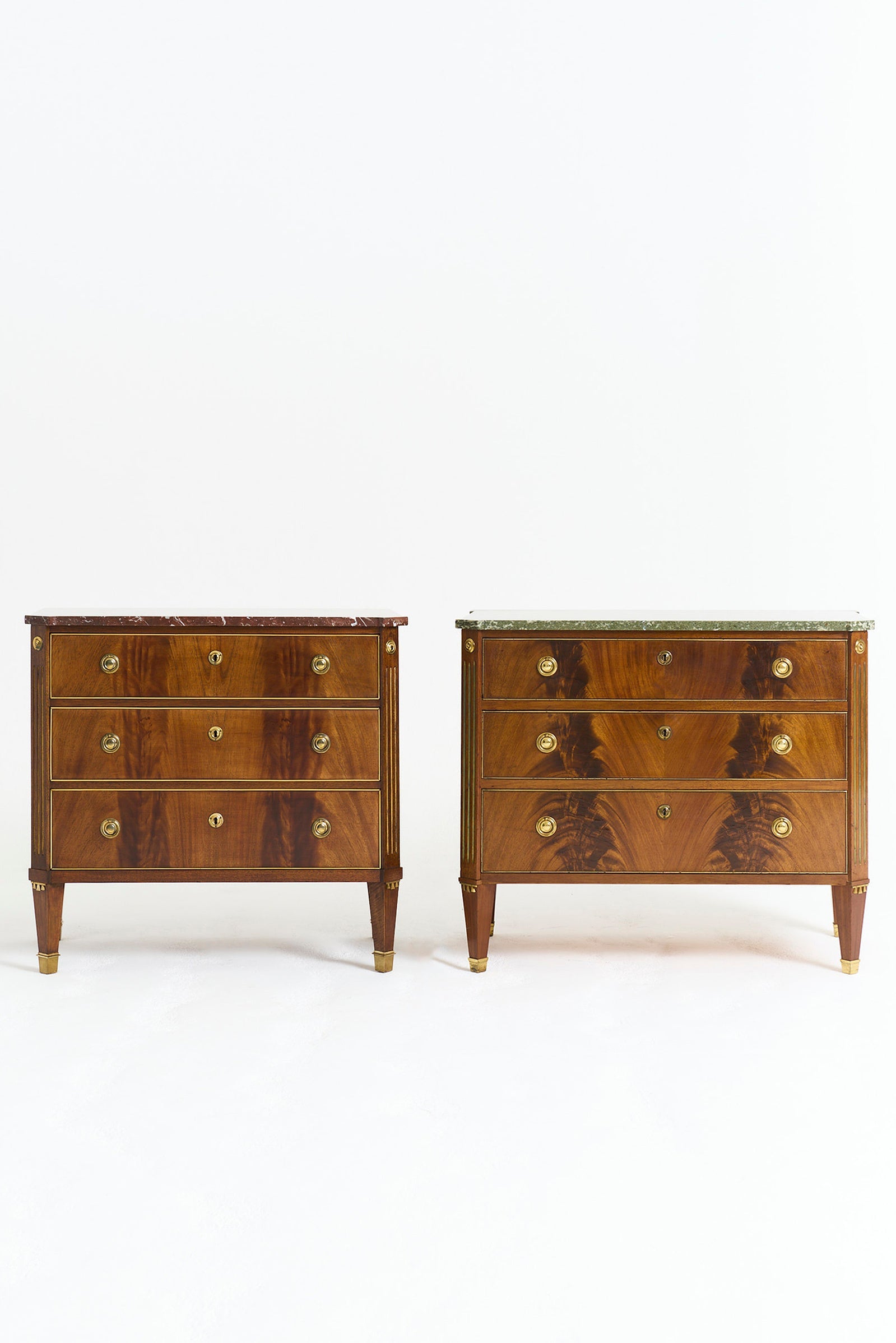 9467- Near Pair of Marble Top Chests of Drawers