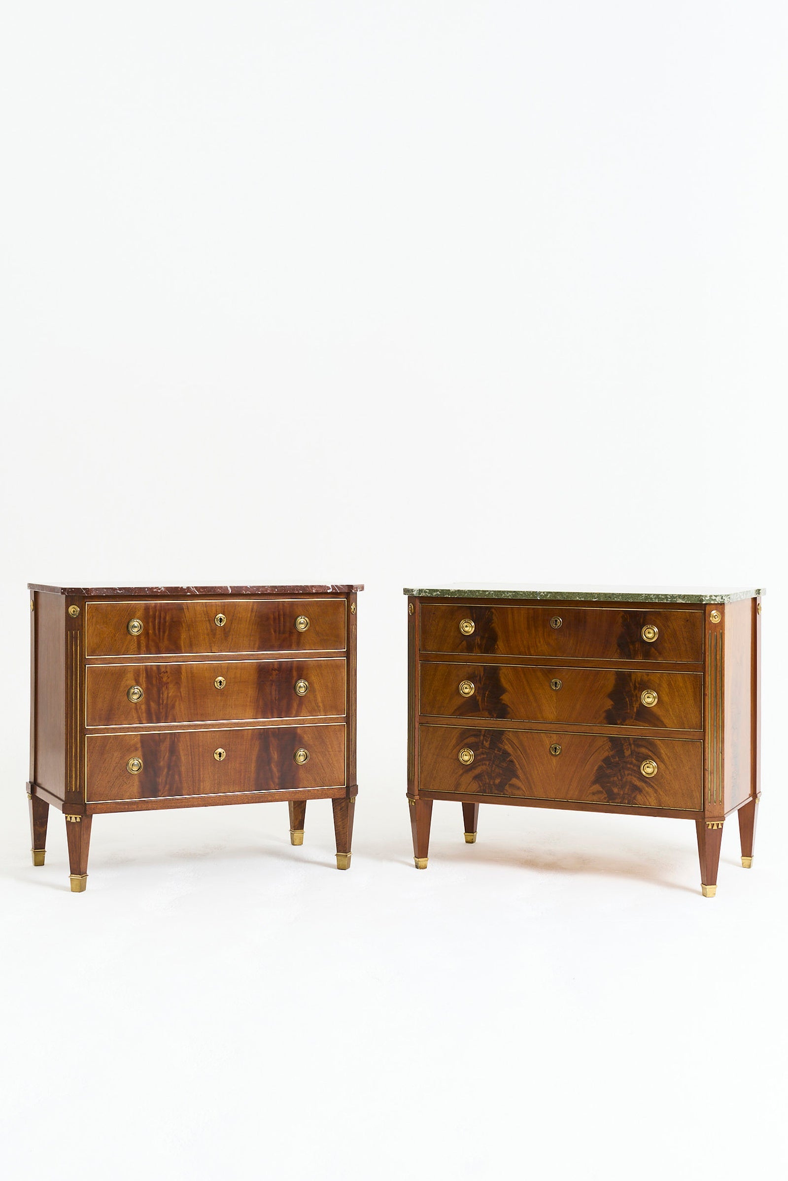 Near Pair of Marble Top Chests of Drawers