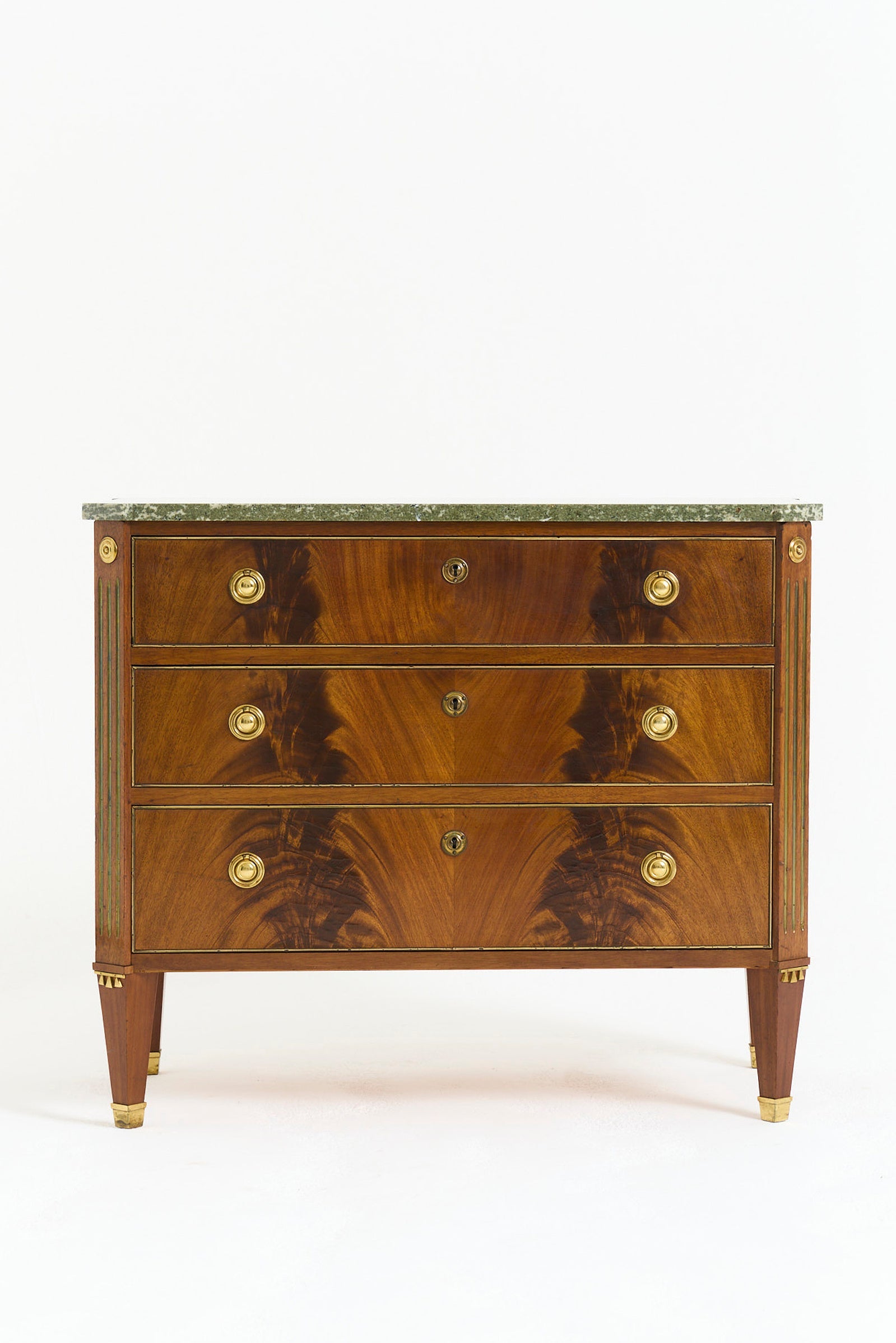 Near Pair of Marble Top Chests of Drawers