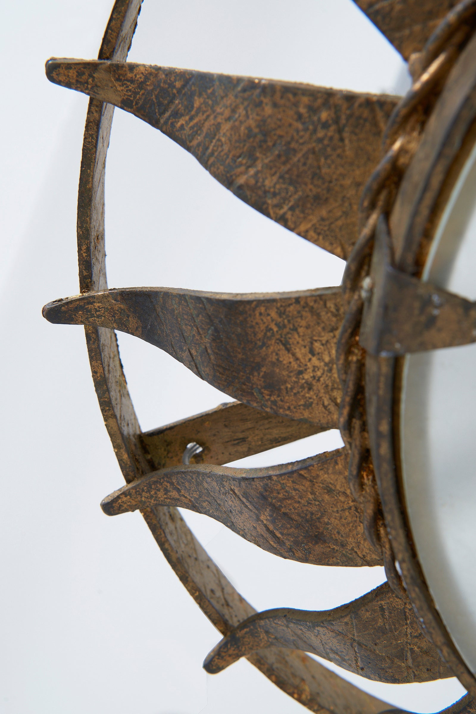 Gilt Iron and Glass Flush Ceiling Light