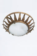 9468- Gilt Iron and Glass Flush Ceiling Light