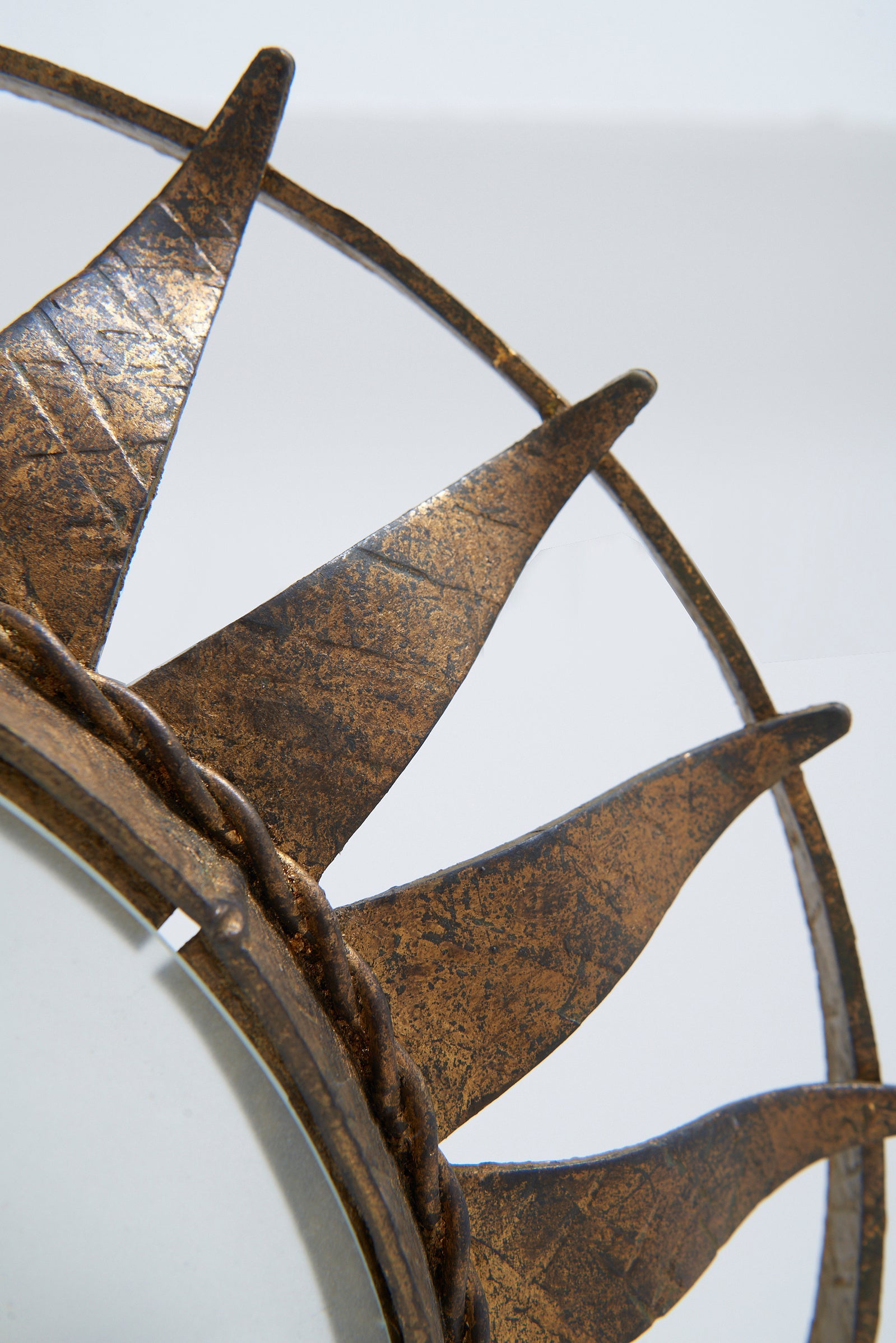 Gilt Iron and Glass Flush Ceiling Light