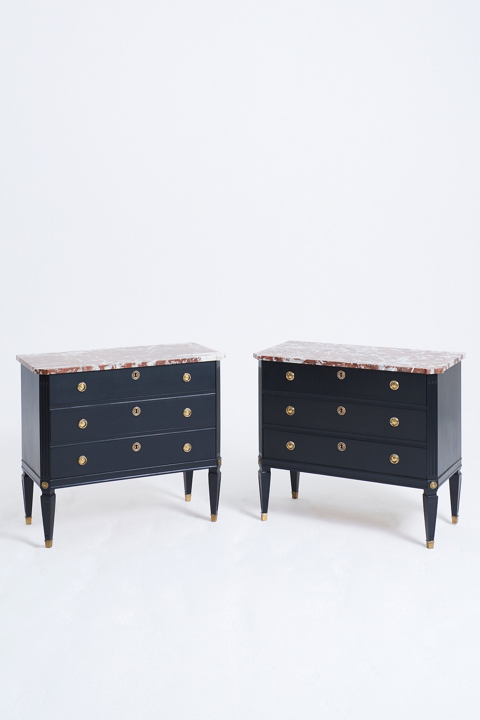 9481- Pair of Marble Top Chests of Drawers