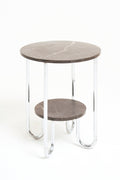 9538- Modernist Marble and Nickel Side Table