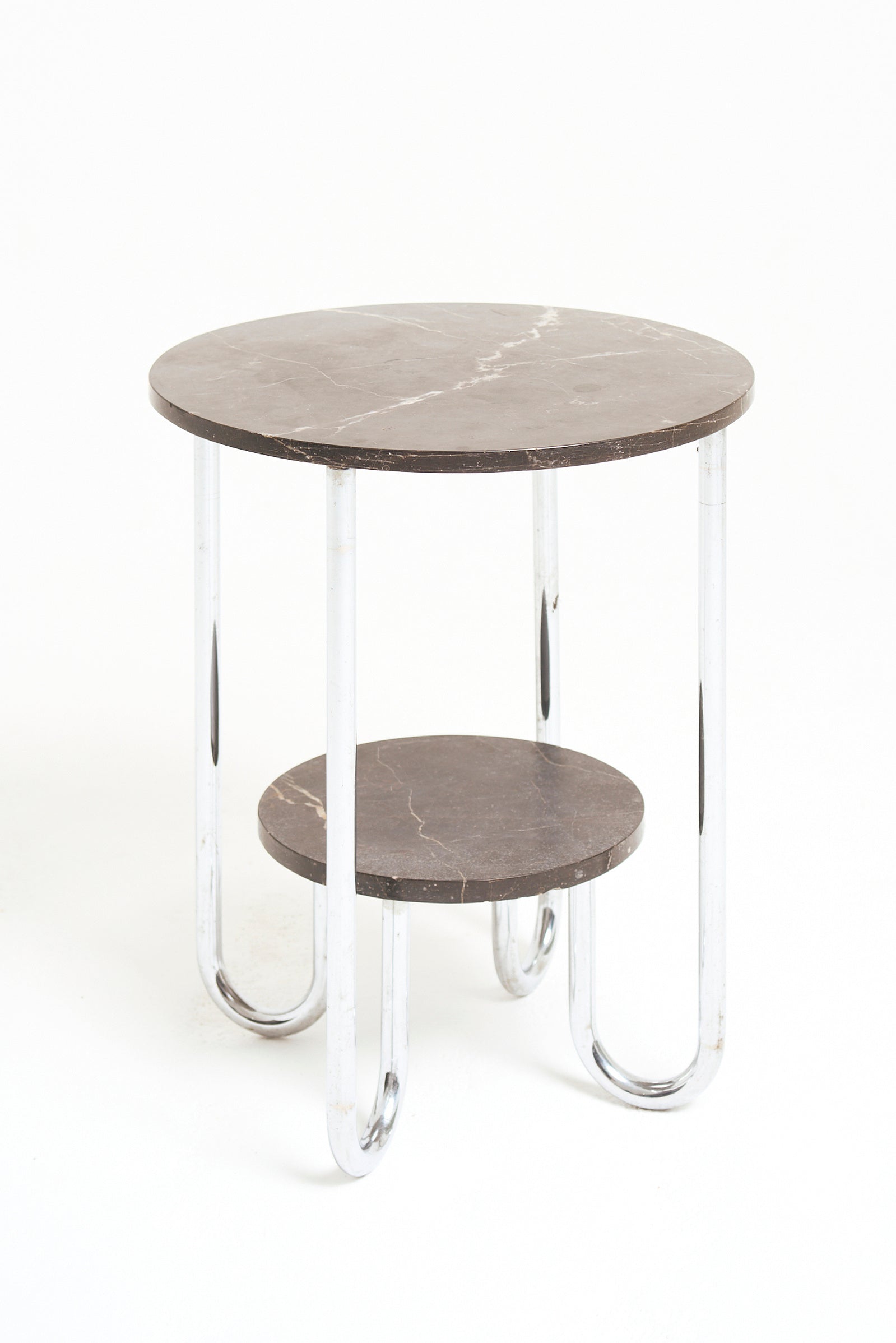 9538- Modernist Marble and Nickel Side Table