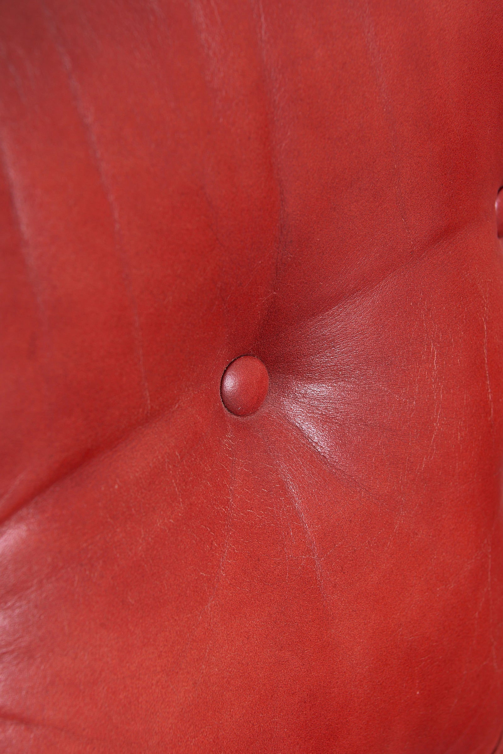 Red Leather Curved Sofa by Eric Sigfrid Persson