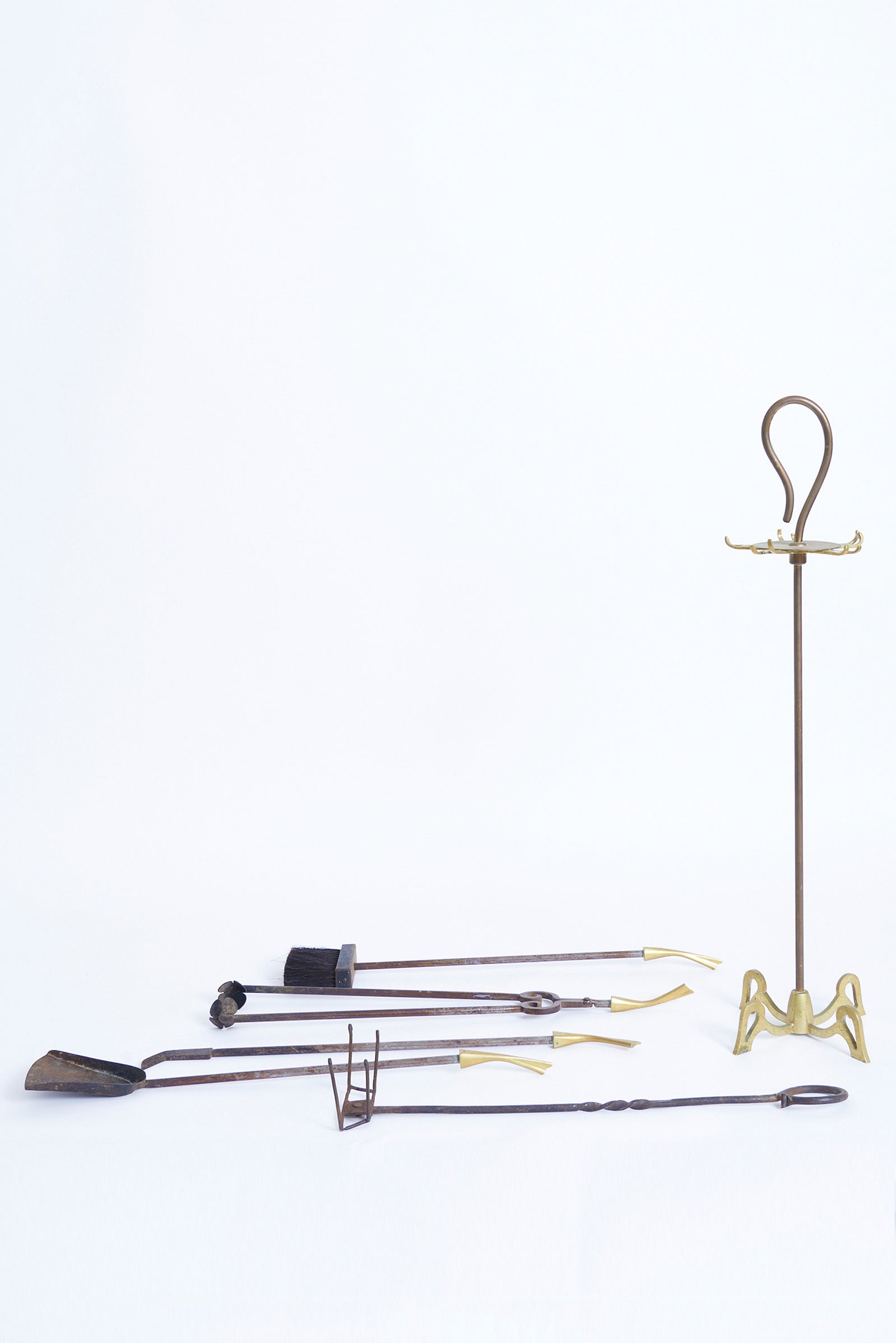 Mid-Century Brass Fire Tools