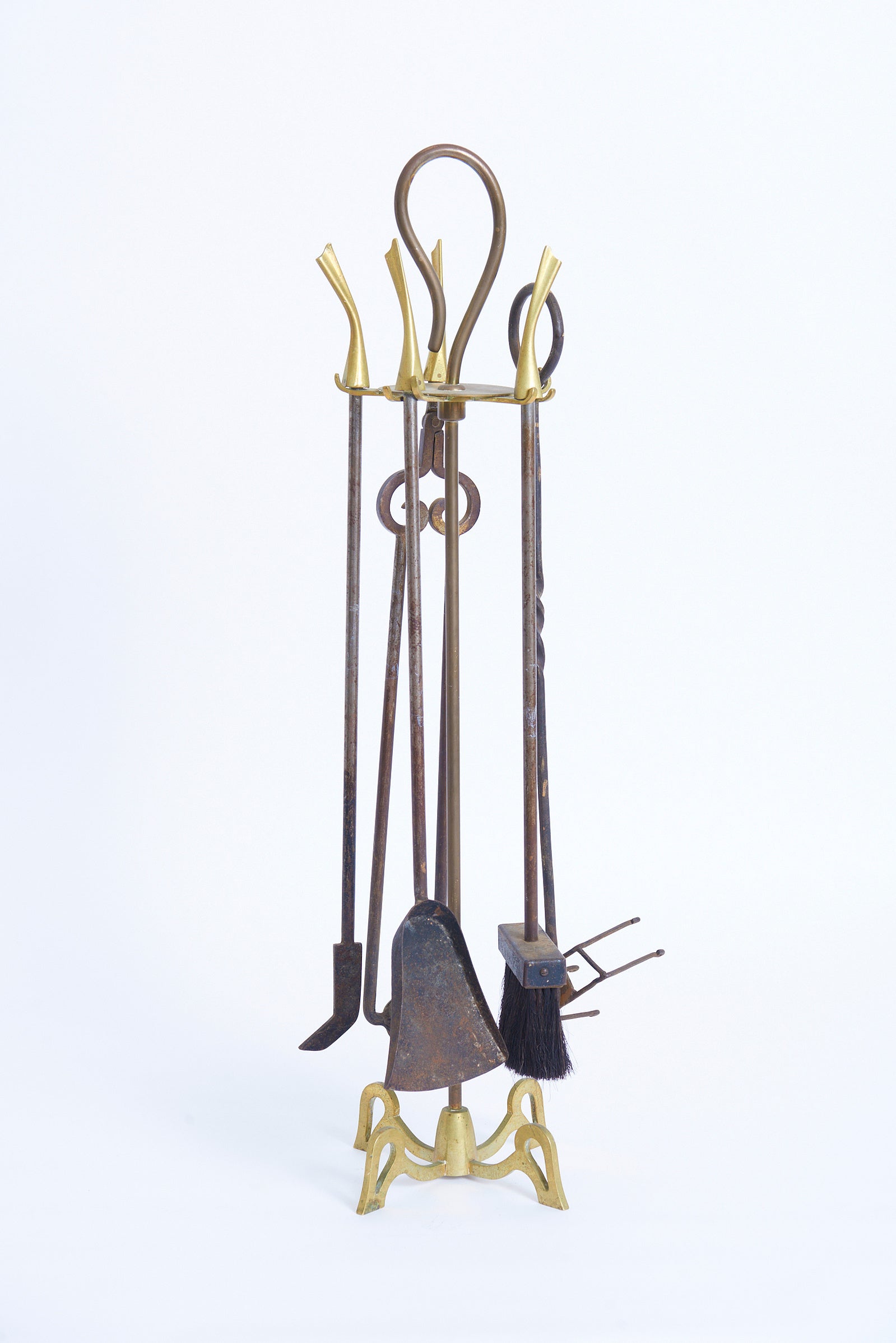 Mid-Century Brass Fire Tools