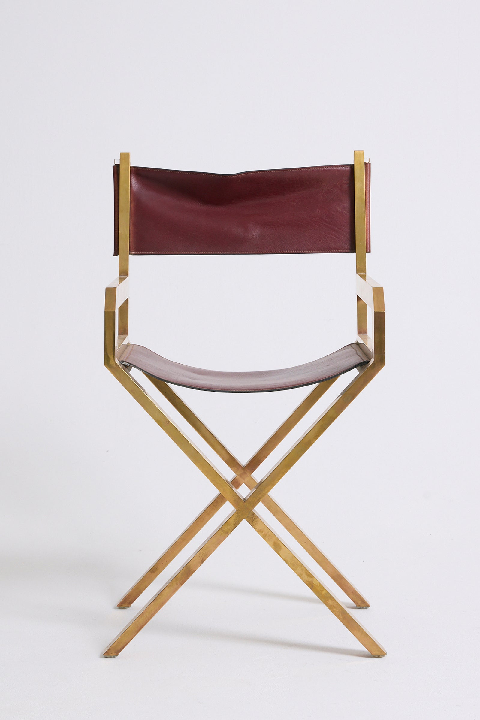 Pair of Brass and Leather Armchairs by Sandro Petti (1929-2002)