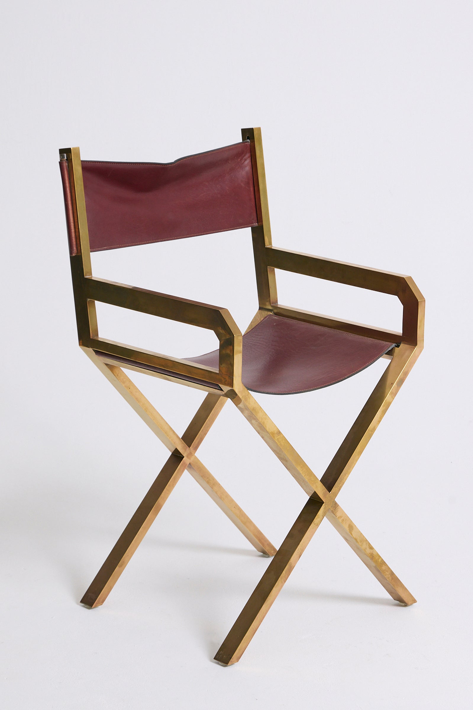 Pair of Brass and Leather Armchairs by Sandro Petti (1929-2002)