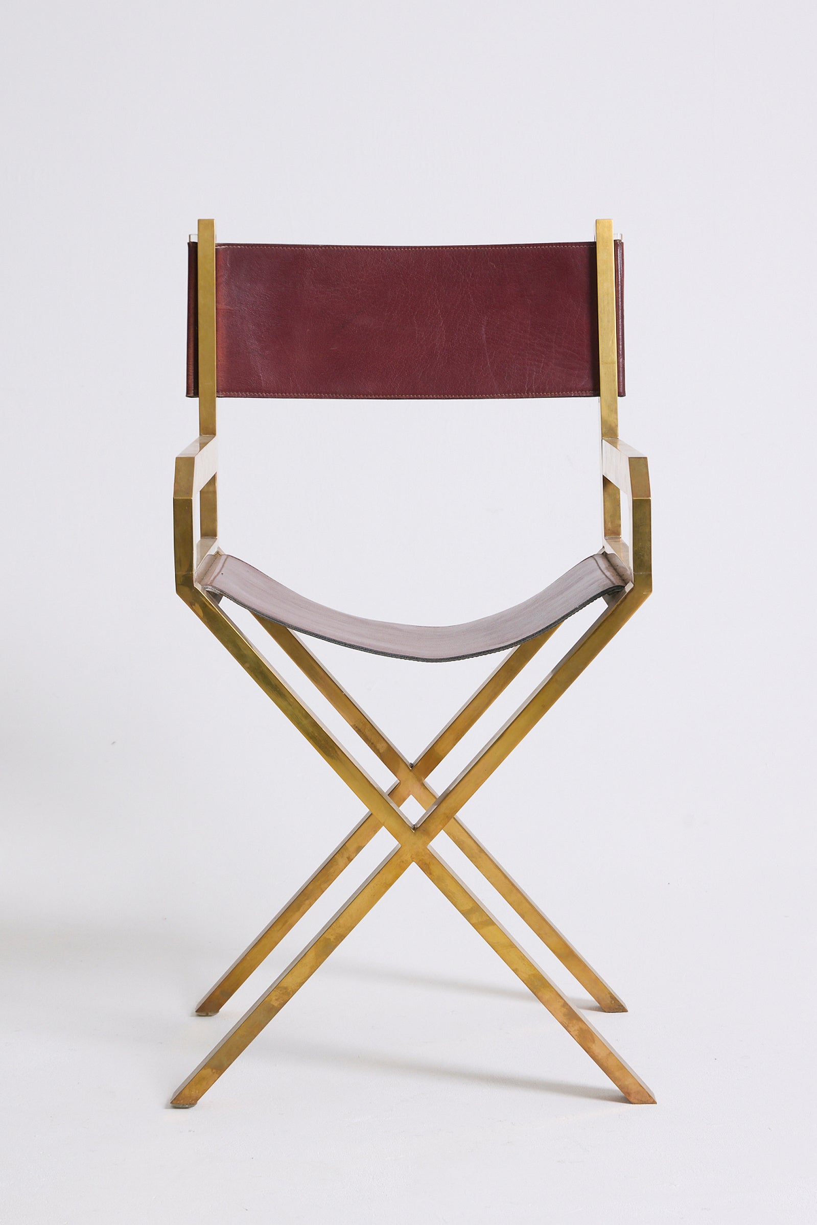Pair of Brass and Leather Armchairs by Sandro Petti (1929-2002)