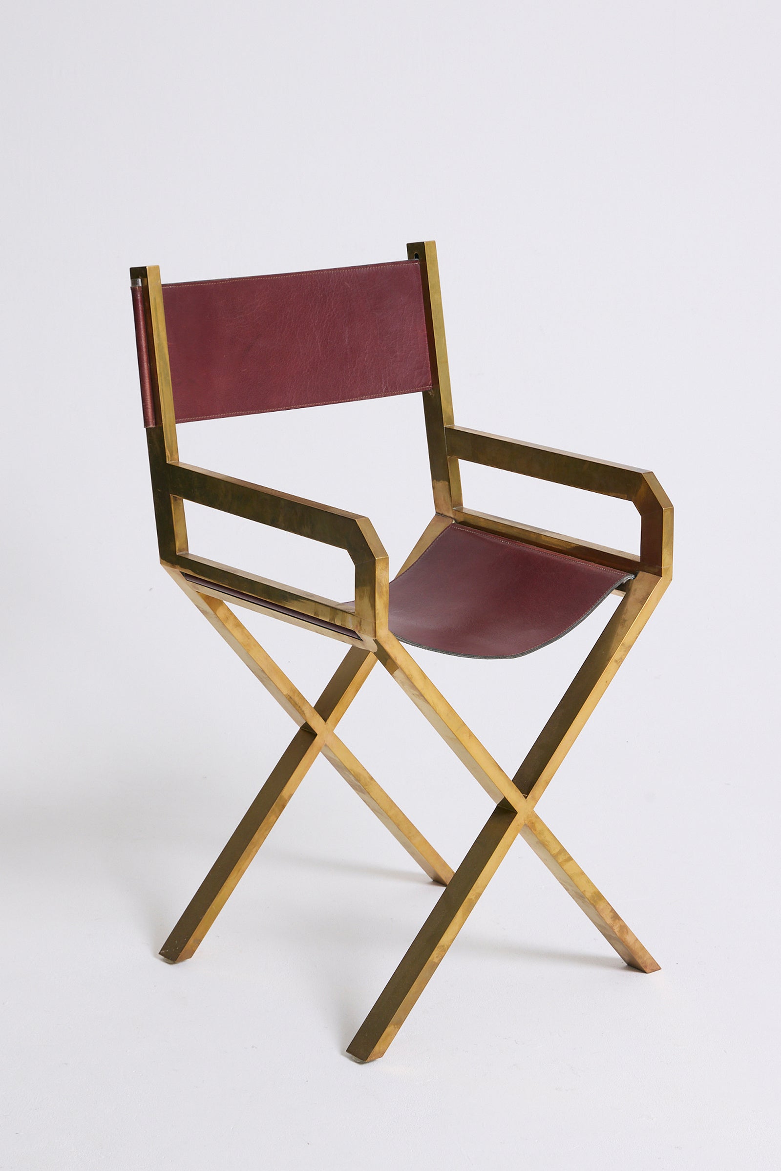 Pair of Brass and Leather Armchairs by Sandro Petti (1929-2002)