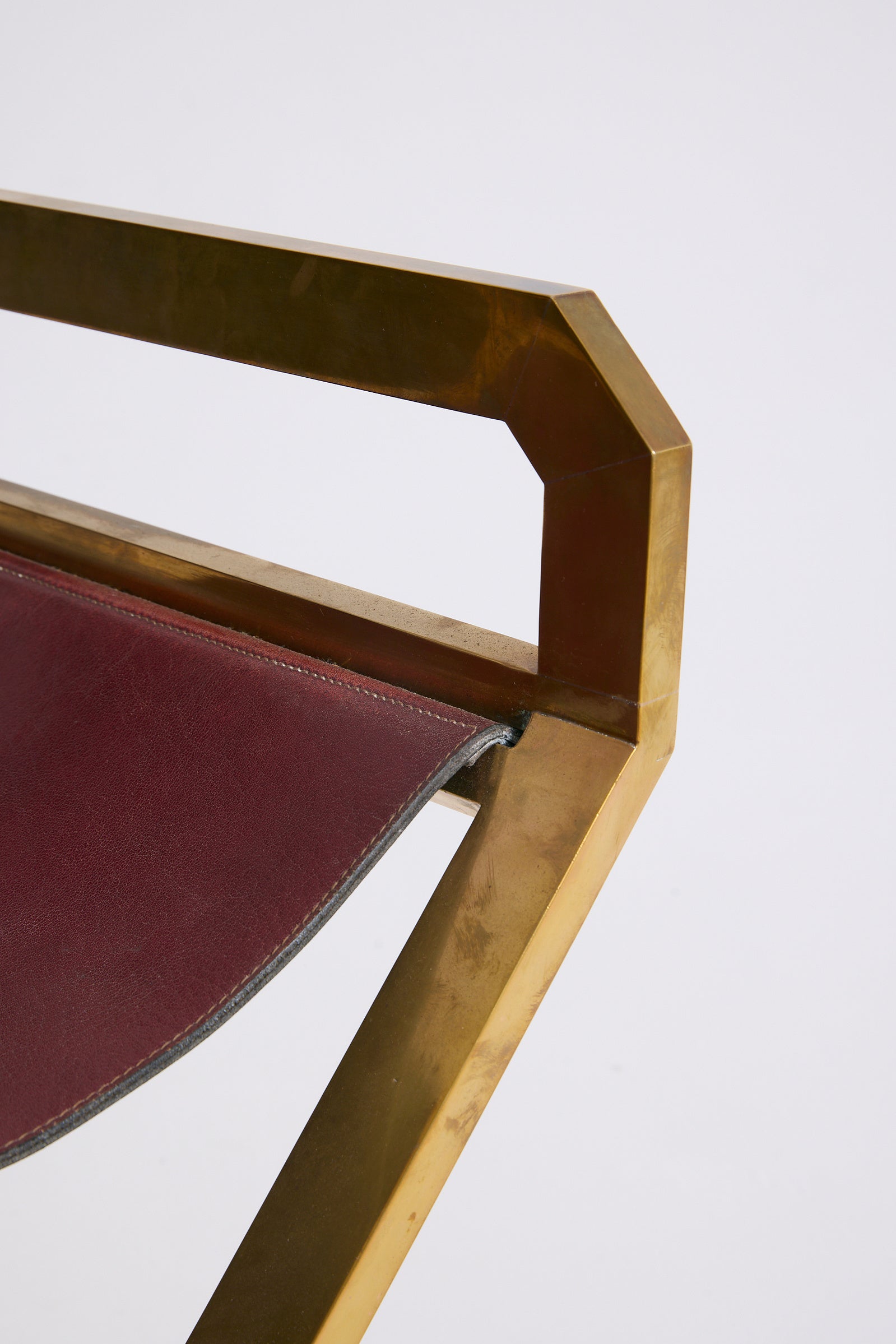 Pair of Brass and Leather Armchairs by Sandro Petti (1929-2002)