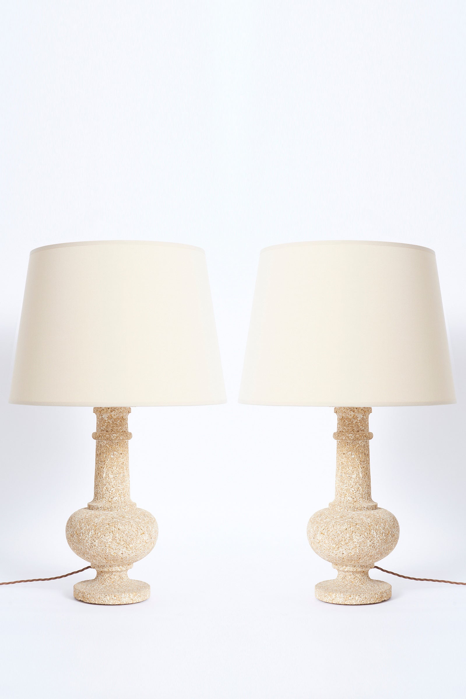 9582- Pair of Stone Table Lamps
