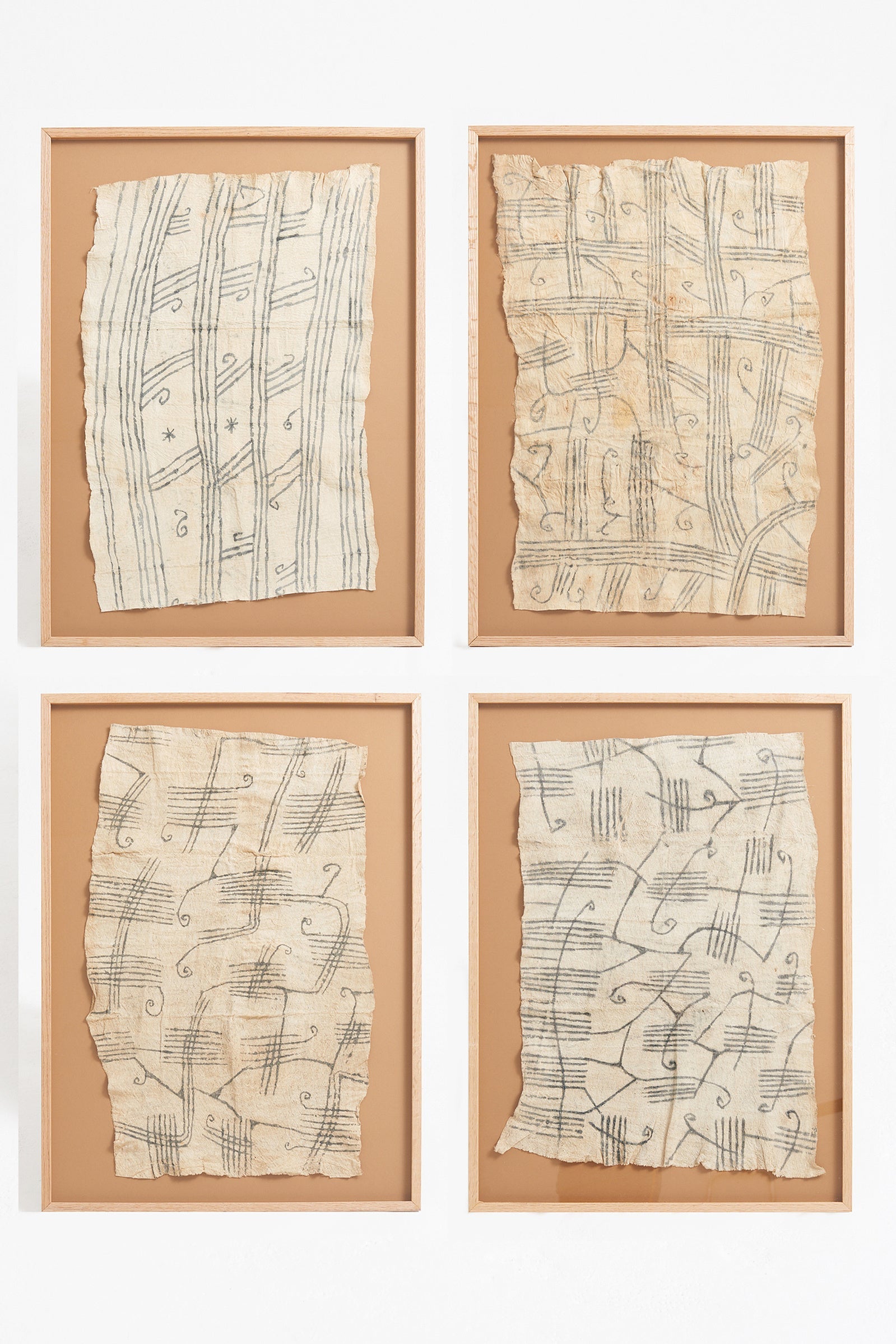 9600- Set of Four Mbuti Bark Cloths