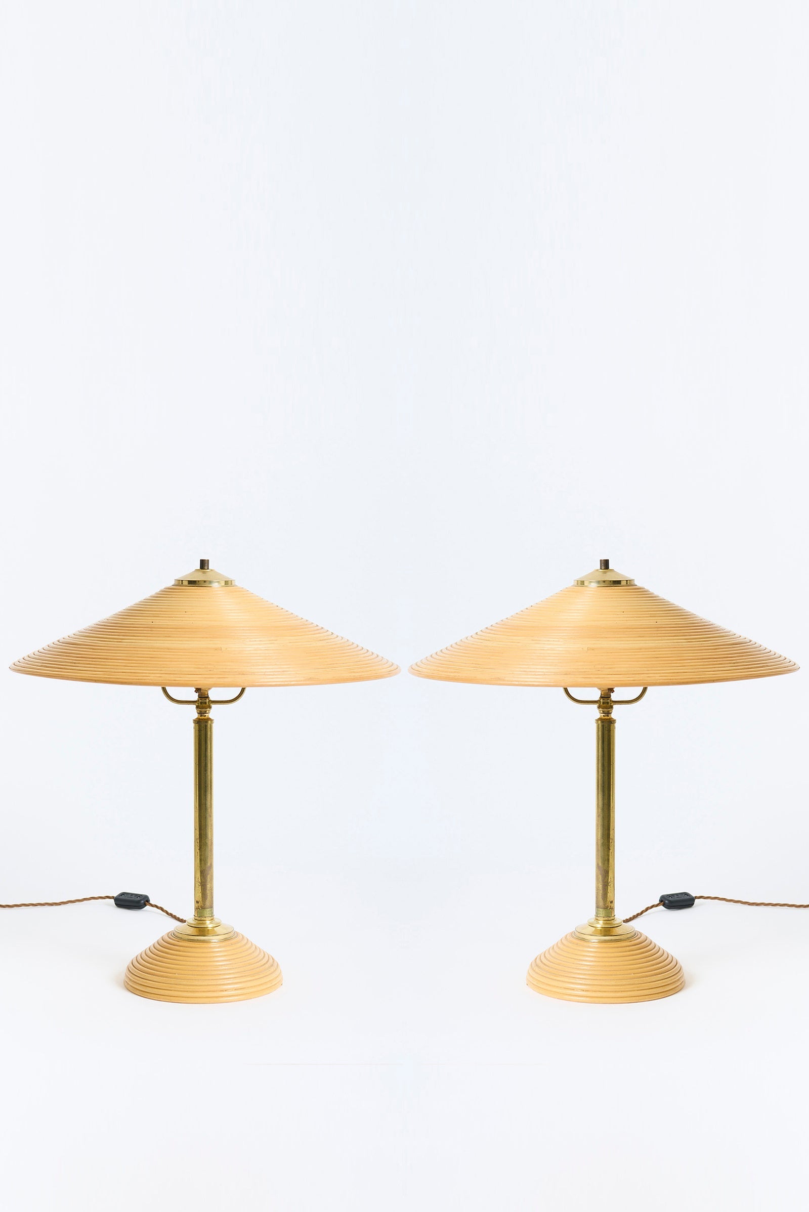 9638- Pair of Brass and Bamboo Table Lamps