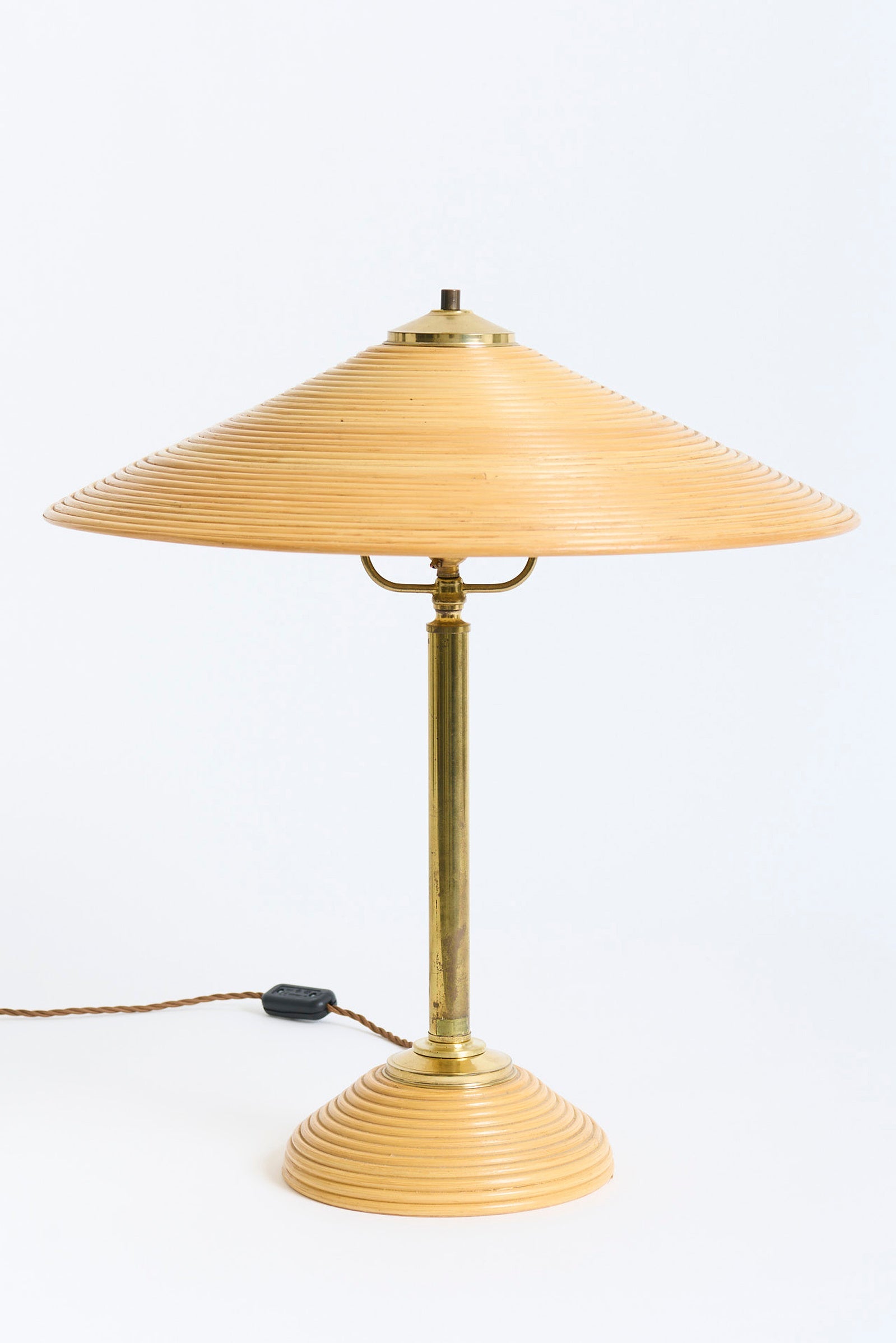 Pair of Brass and Bamboo Table Lamps