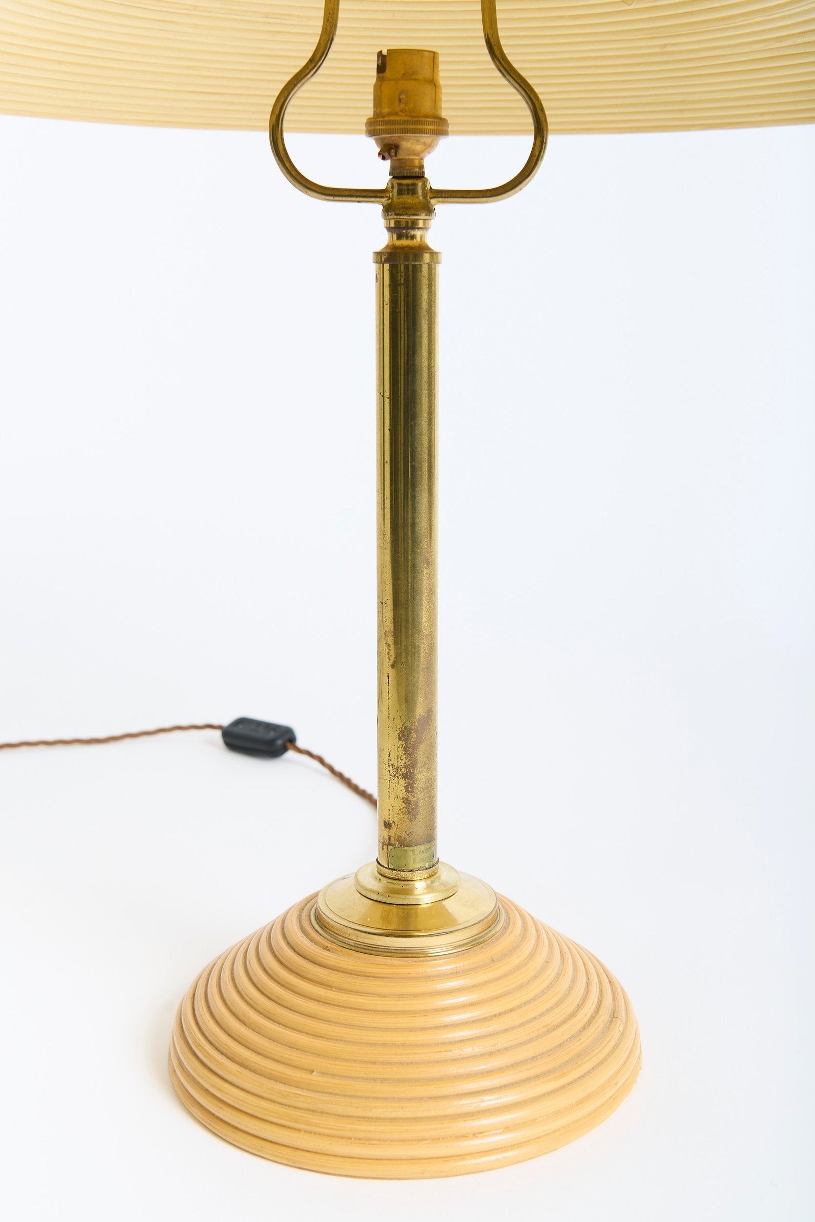 Pair of Brass and Bamboo Table Lamps