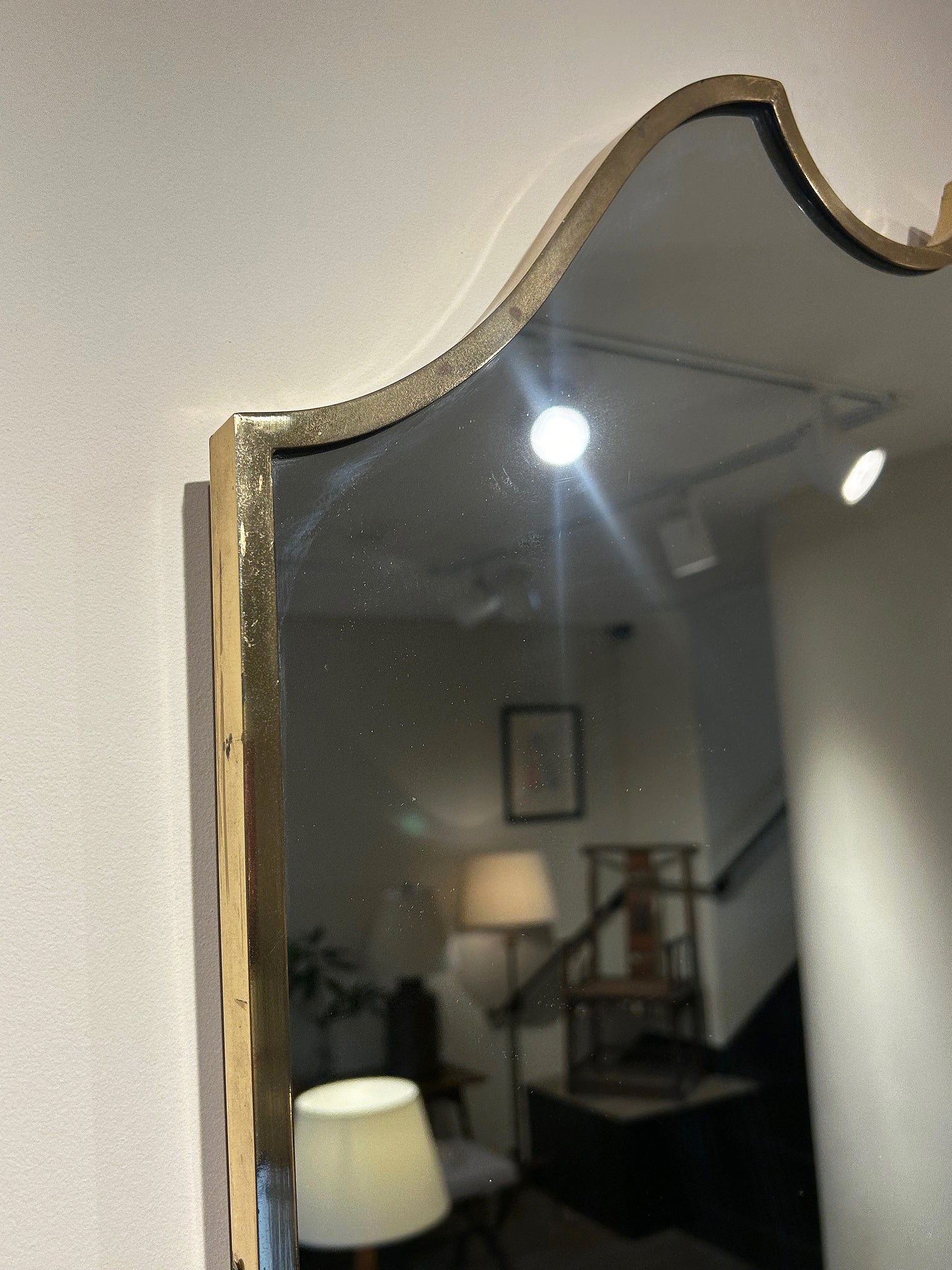 Mid-Century Brass Shield Mirror