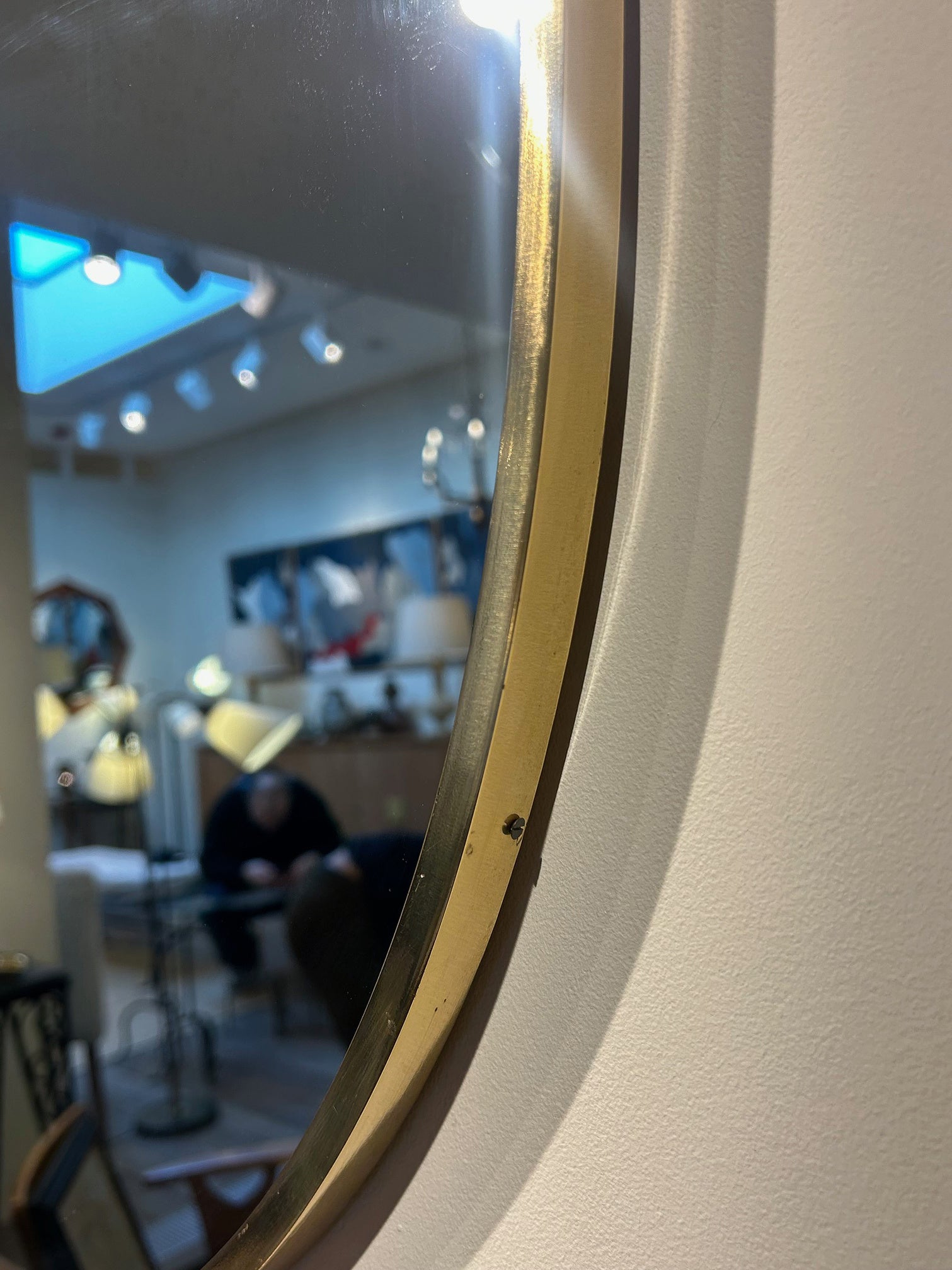Mid-Century Brass Shield Mirror